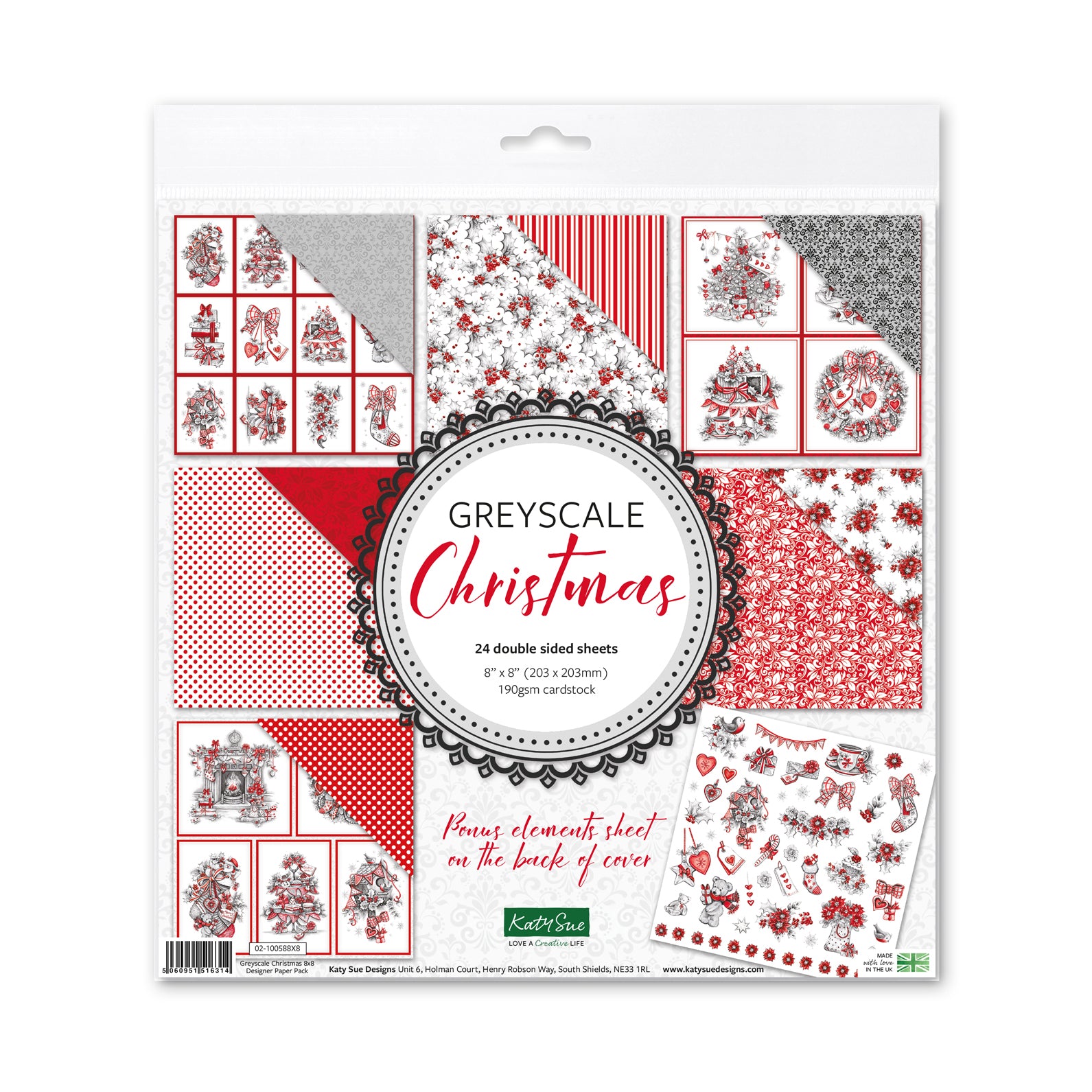 Greyscale Christmas 8x8 Designer Premium Paper Pack