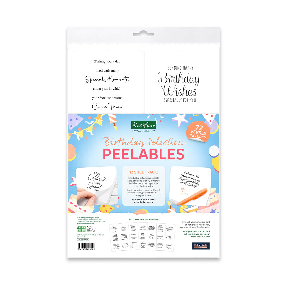 Kanban Crafts Birthday Selection Peelables, 72 Stickers
