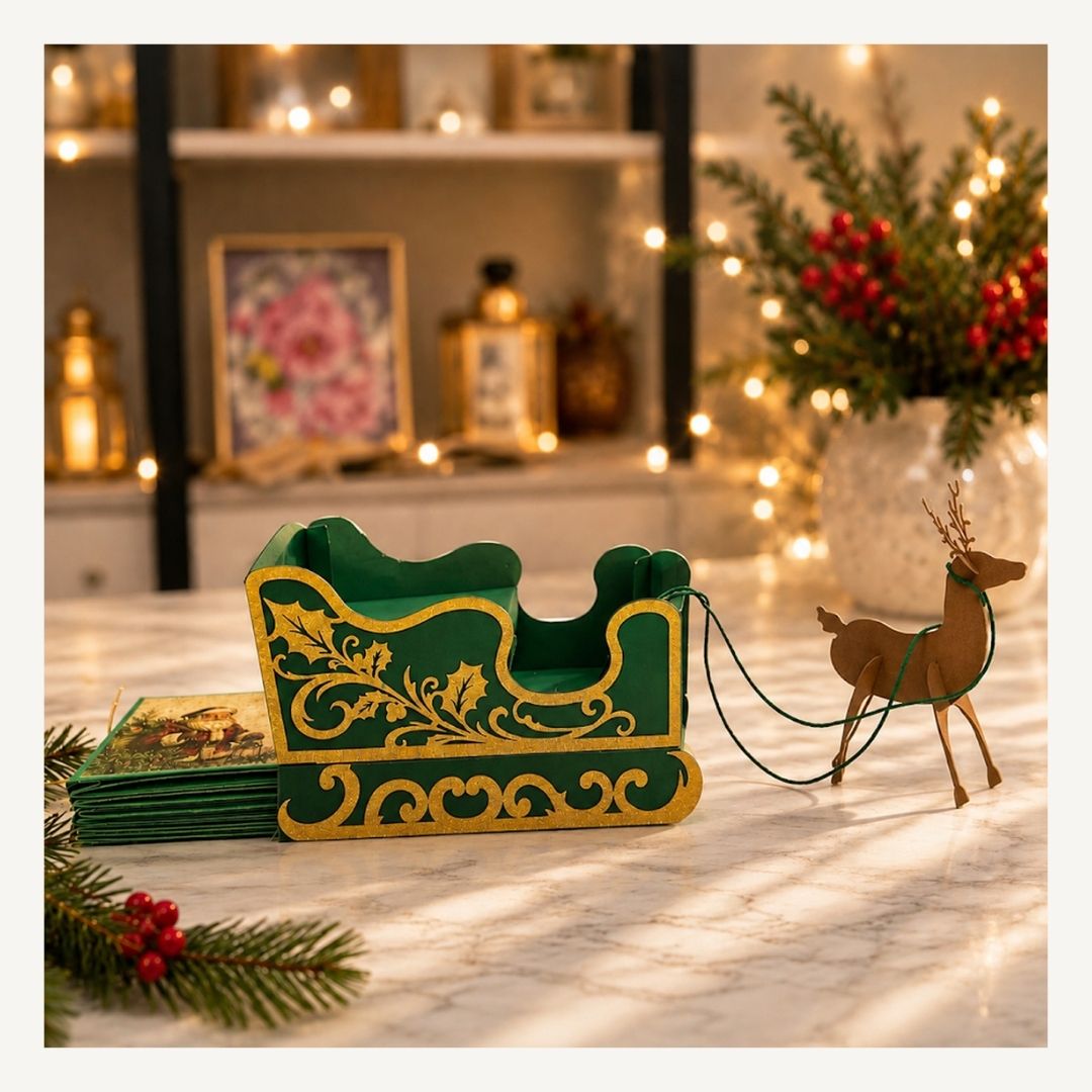 CrafTreat Scrapbook Blank - Sleigh Pull Flap Album - Green