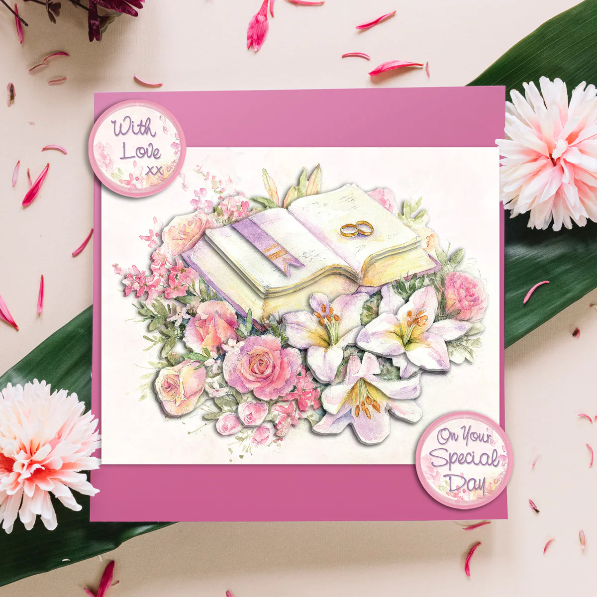 Die Cut Decoupage – Wedding Book & Flowers (Pack Of 3)