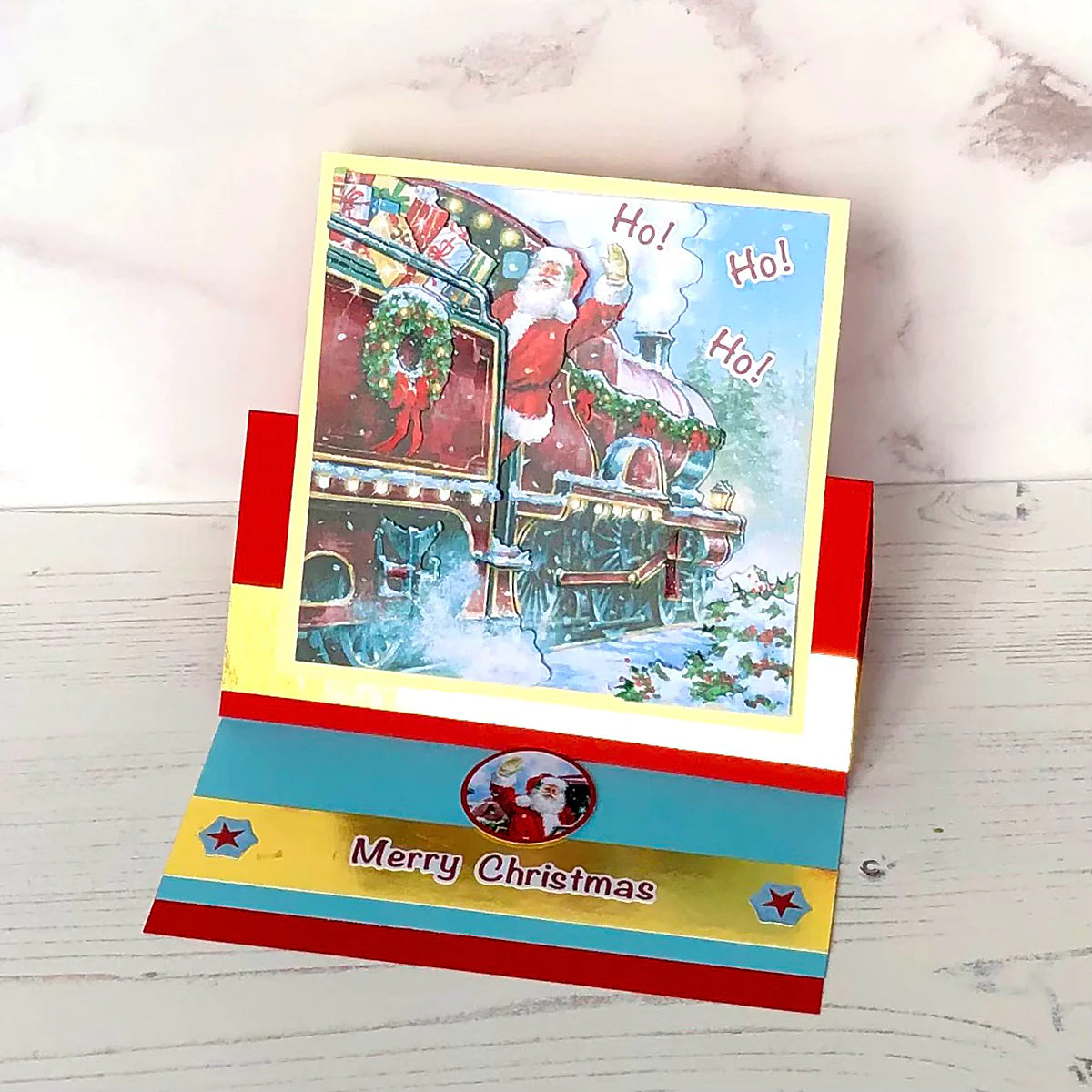 Die Cut Decoupage – Santa On Train (Pack Of 3)