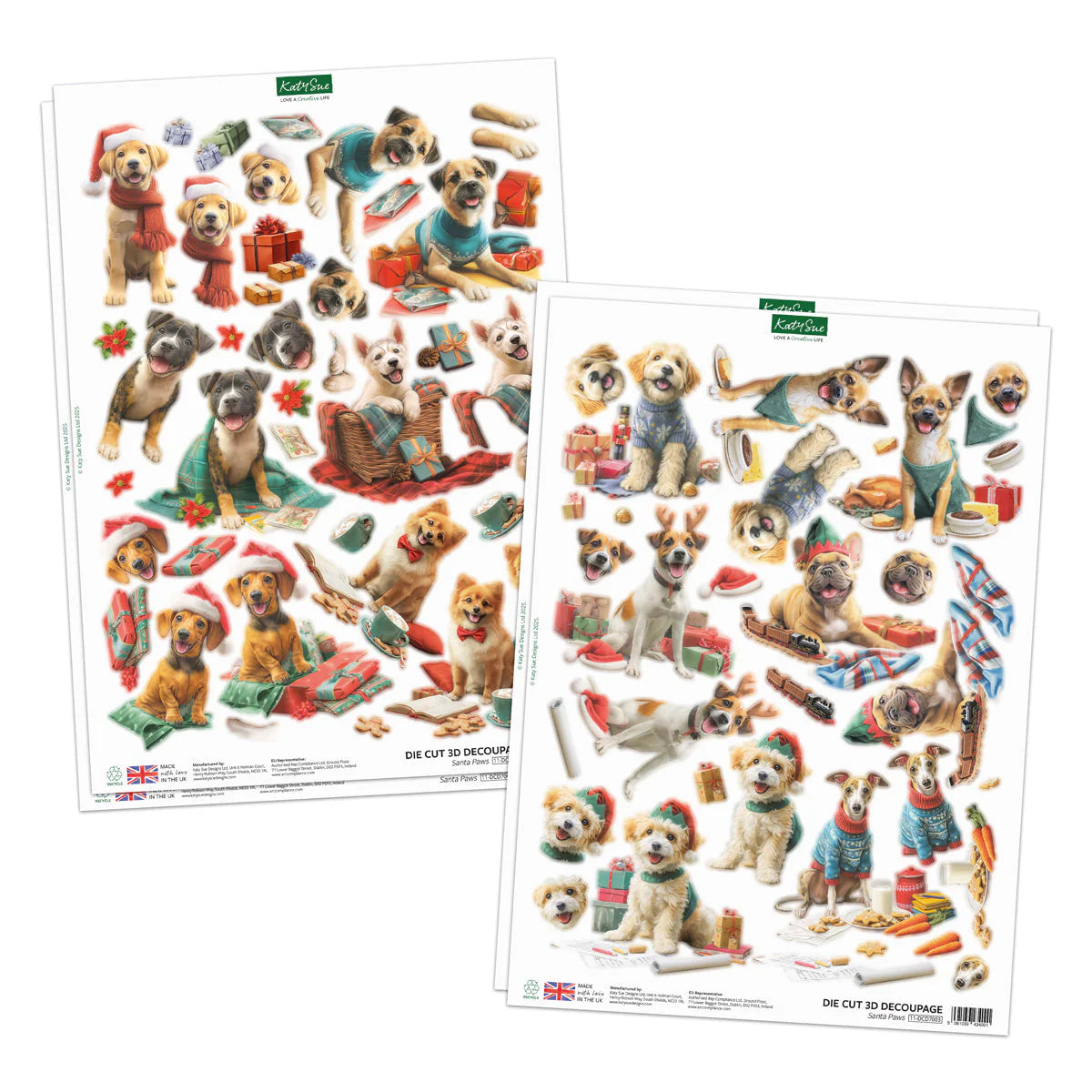 Katy Sue Santa Paws Die Cut Topper & Decoupage Collection