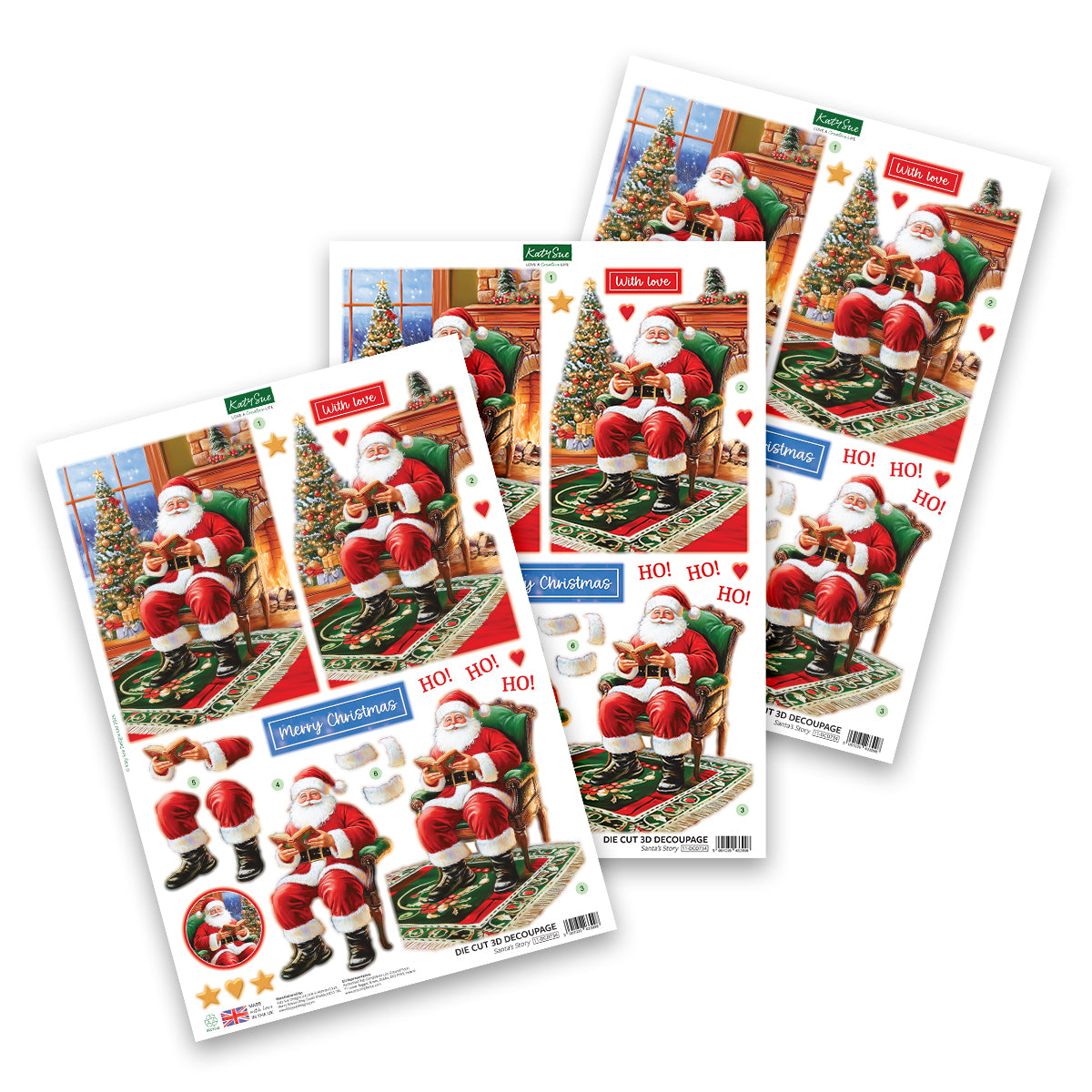 Katy Sue Designs Die Cut Decoupage – Santa's Story (pack of 3)