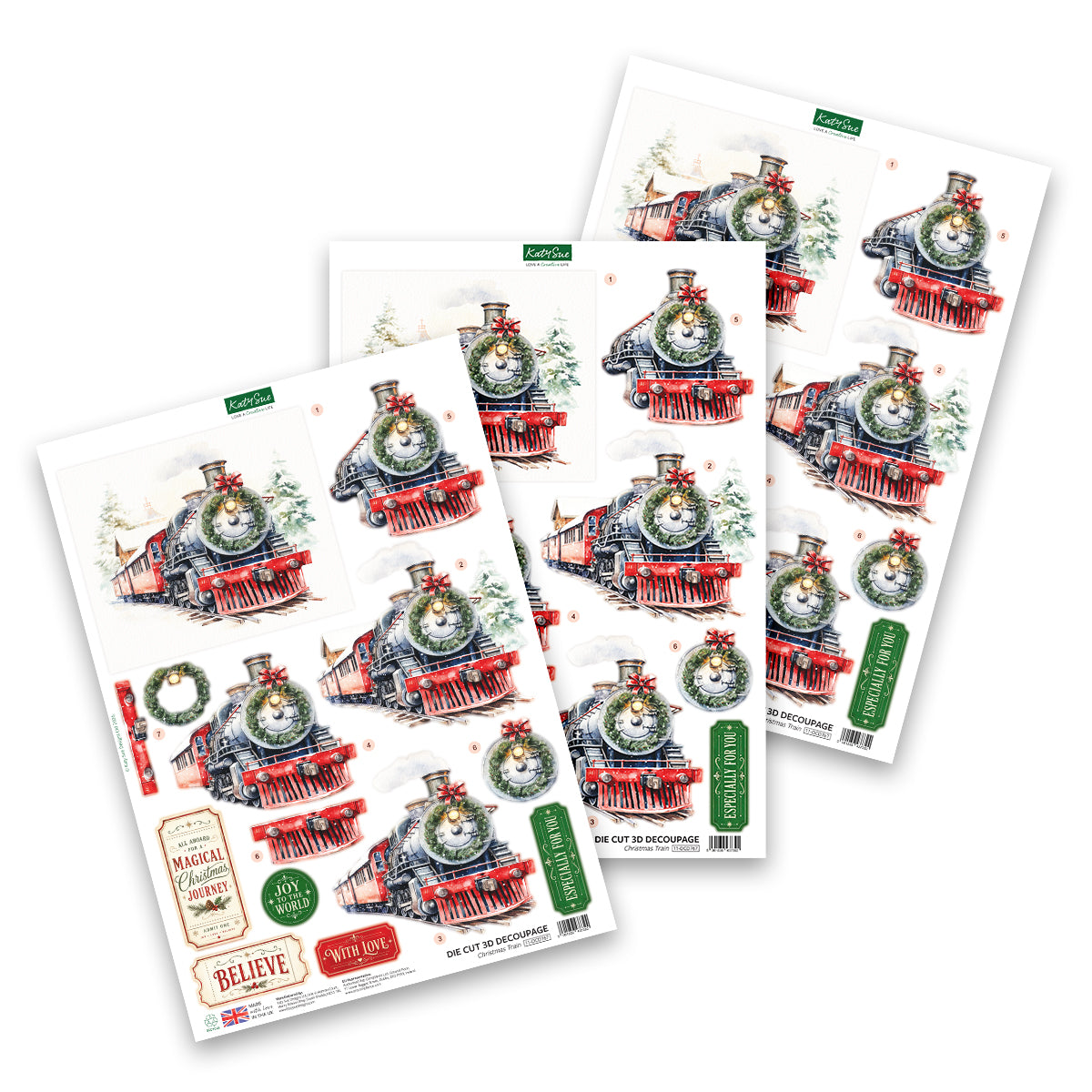 Die Cut Decoupage – Christmas Train (pack of 3)