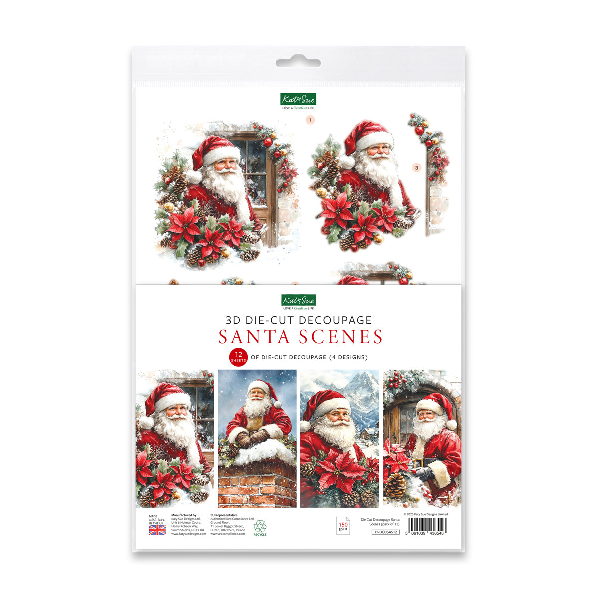 Die Cut Decoupage – Santa Scenes (pack of 12)
