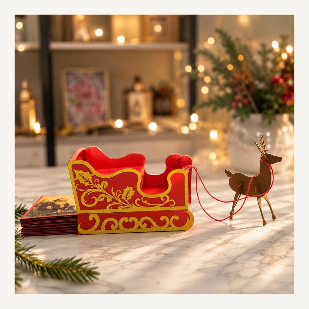CrafTreat Scrapbook Blank - Sleigh Pull Flap Album - Red