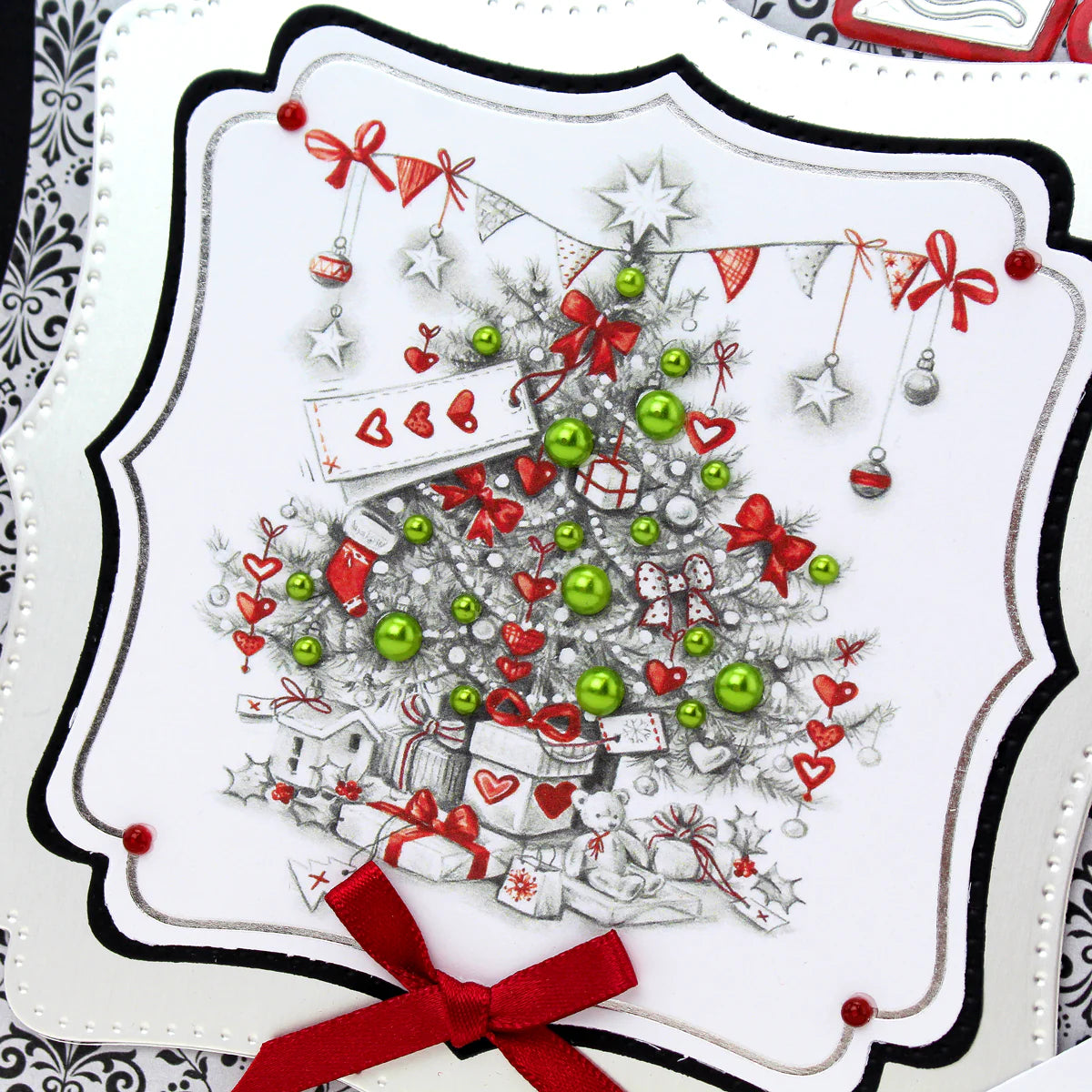 Greyscale Christmas Foiled Paper Craft Toppers, 6 sheets