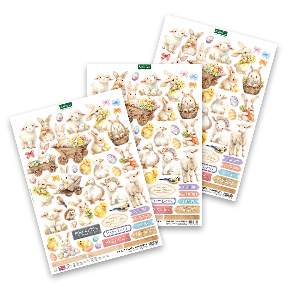 Spring Animals Die Cut Embellishments, 3 sheets