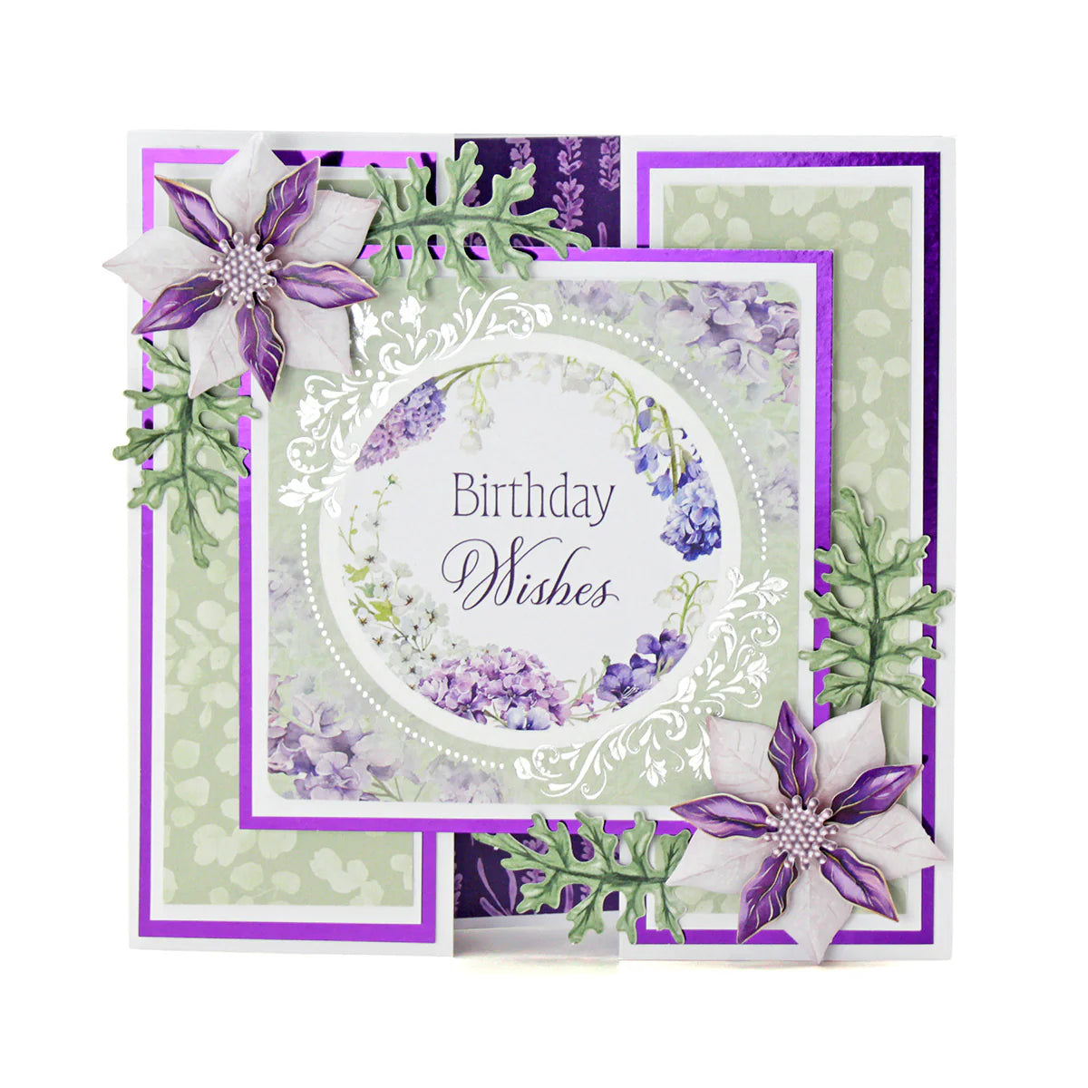 Dusky Violet Blooms, Die Cut Flowers & Leaves, 12 sheets