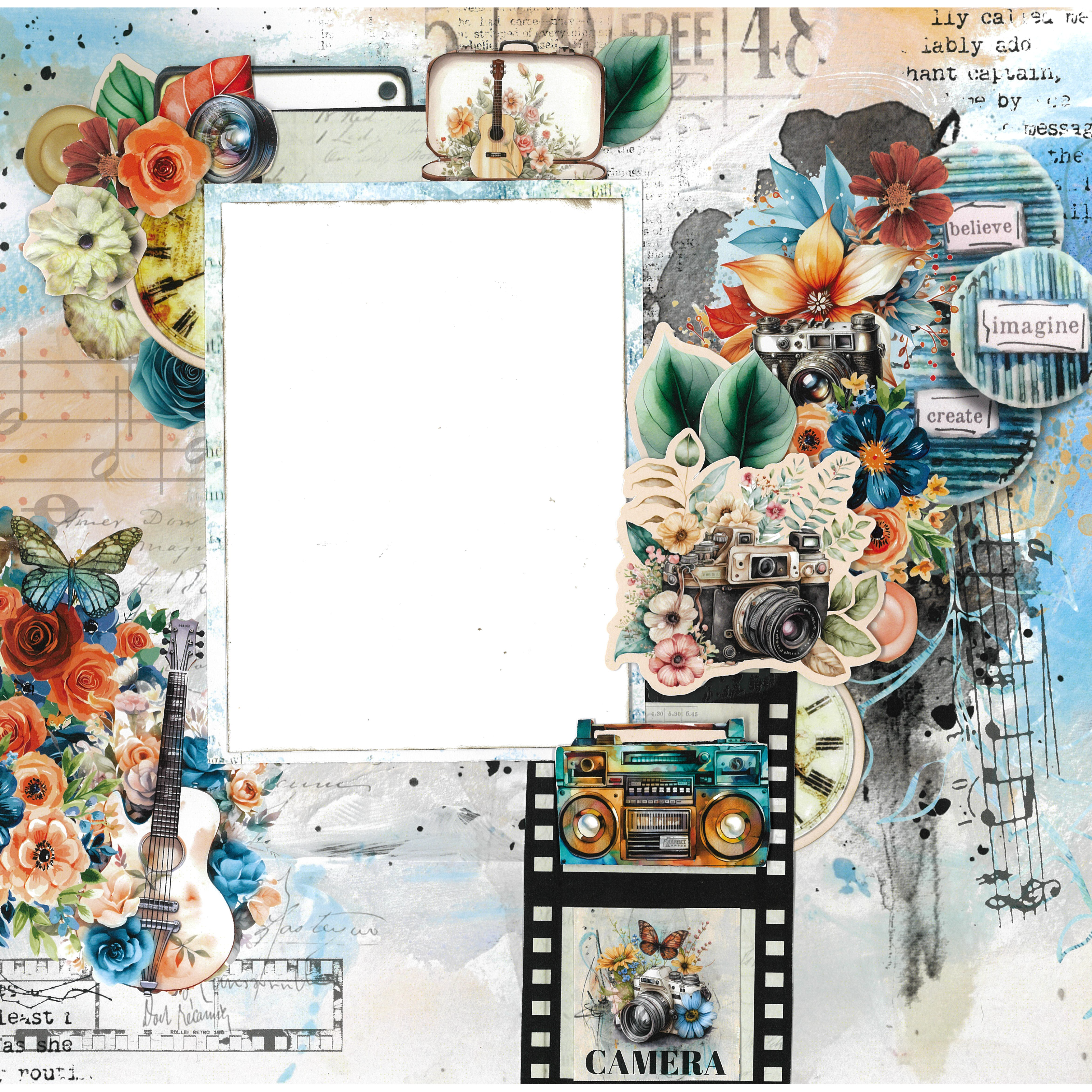 3Quarter Designs Cerulean Score 12x12 Design Paper & Diecuts Set