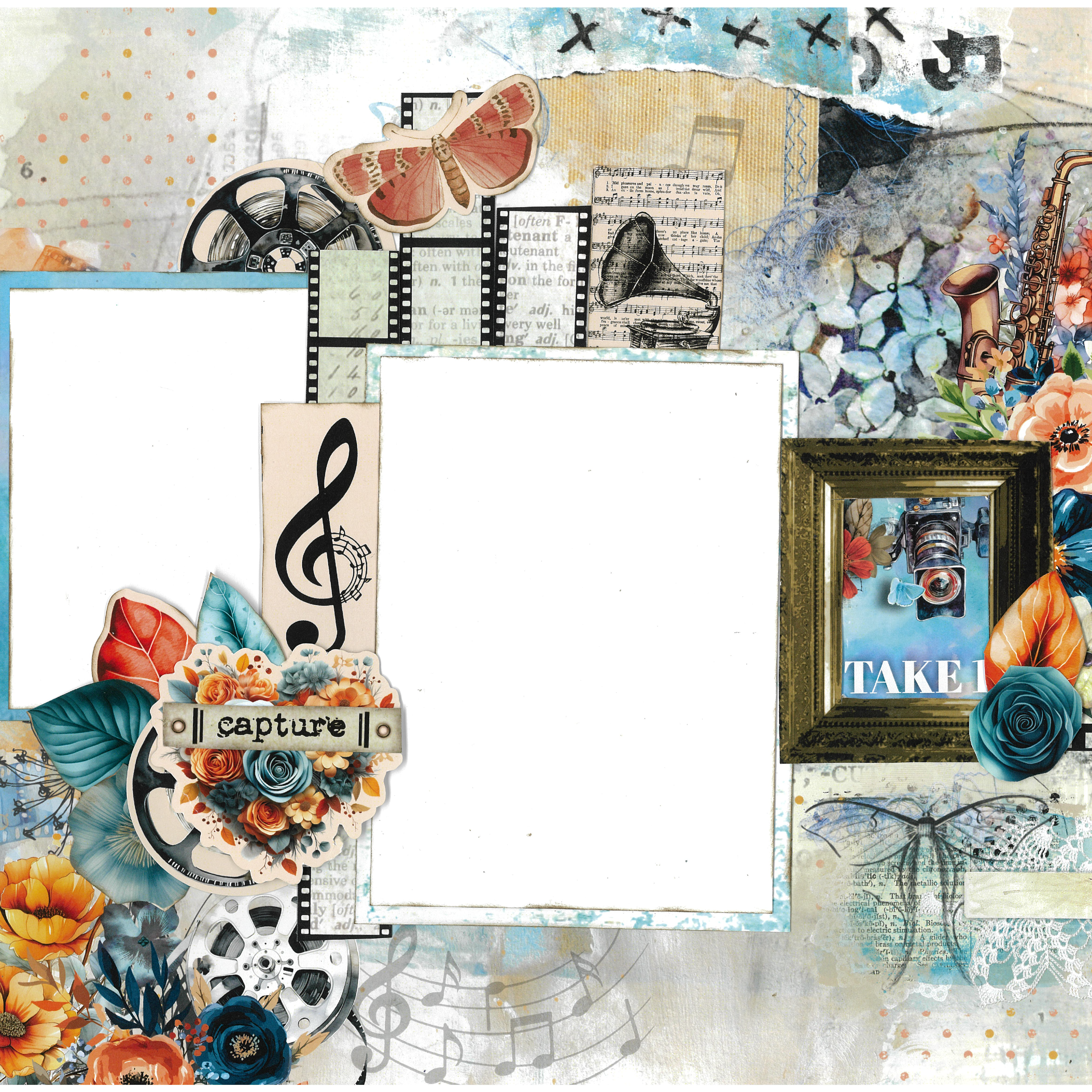 3Quarter Designs Cerulean Score 12x12 Design Paper & Diecuts Set