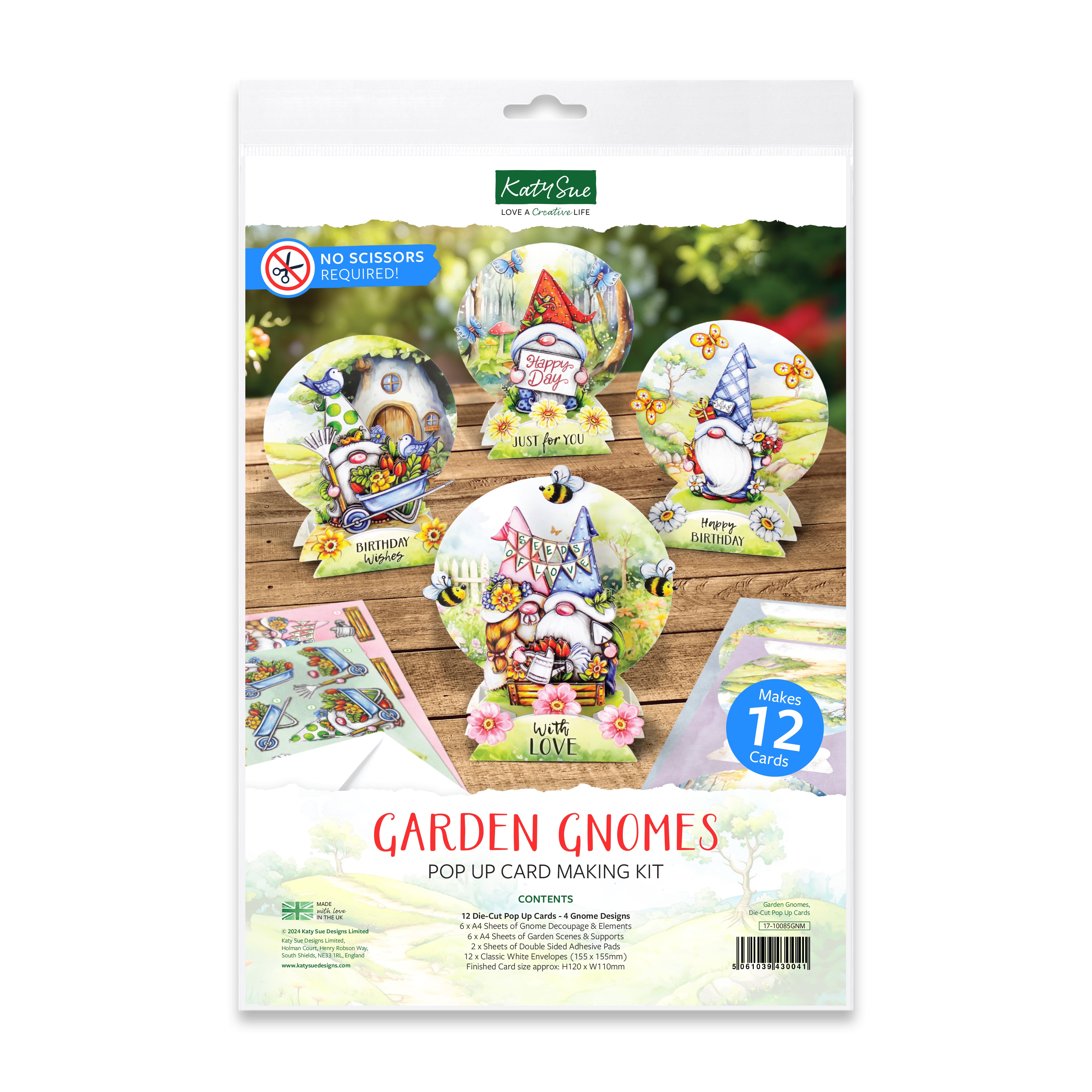Garden Gnomes Die-Cut Pop Up Card Making Kit