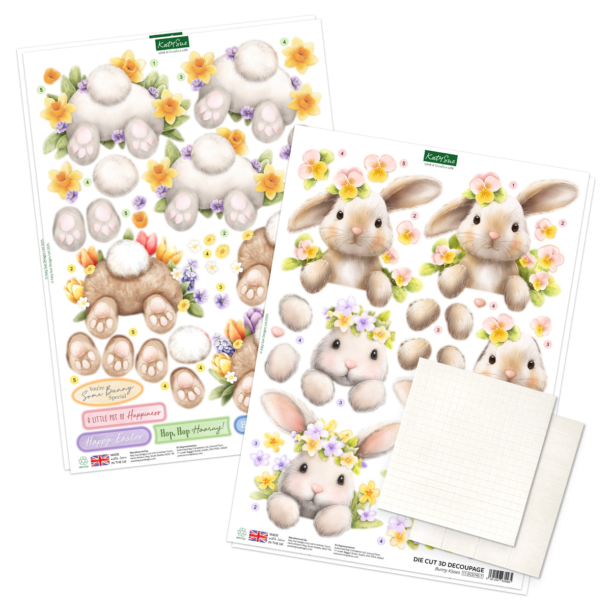 Katy Sue Bunny Tails & Flower Pots, Card Making Kit