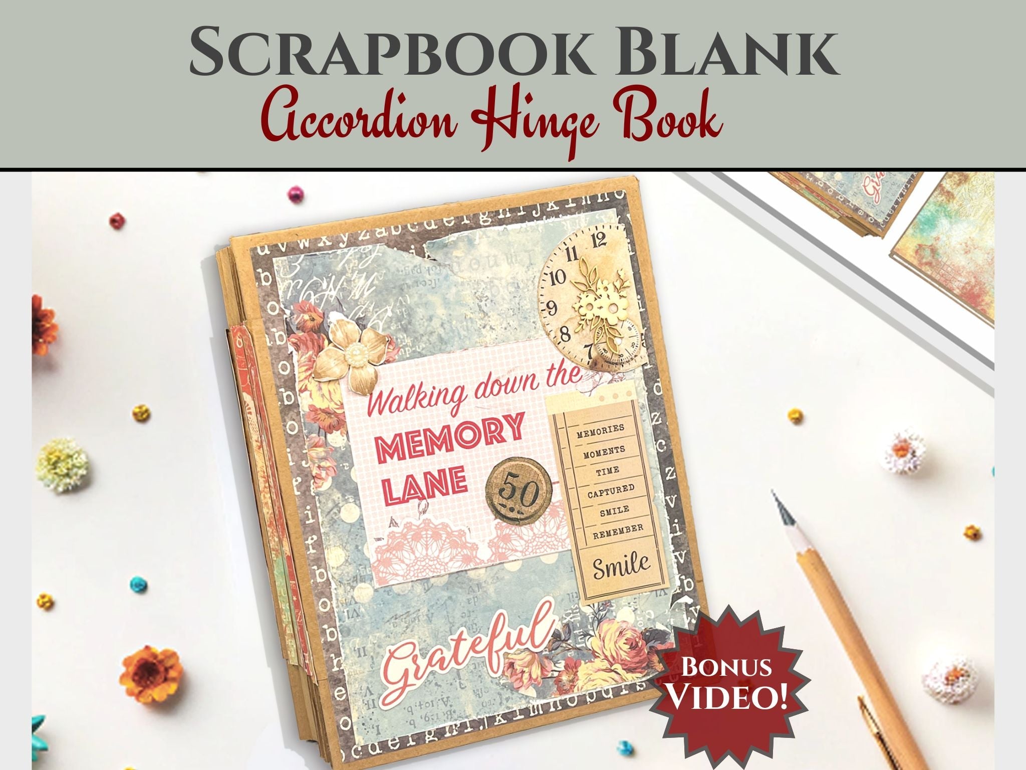 CrafTreat Scrapbook Blanks - Accordion Hinge Book DIY - Kraft