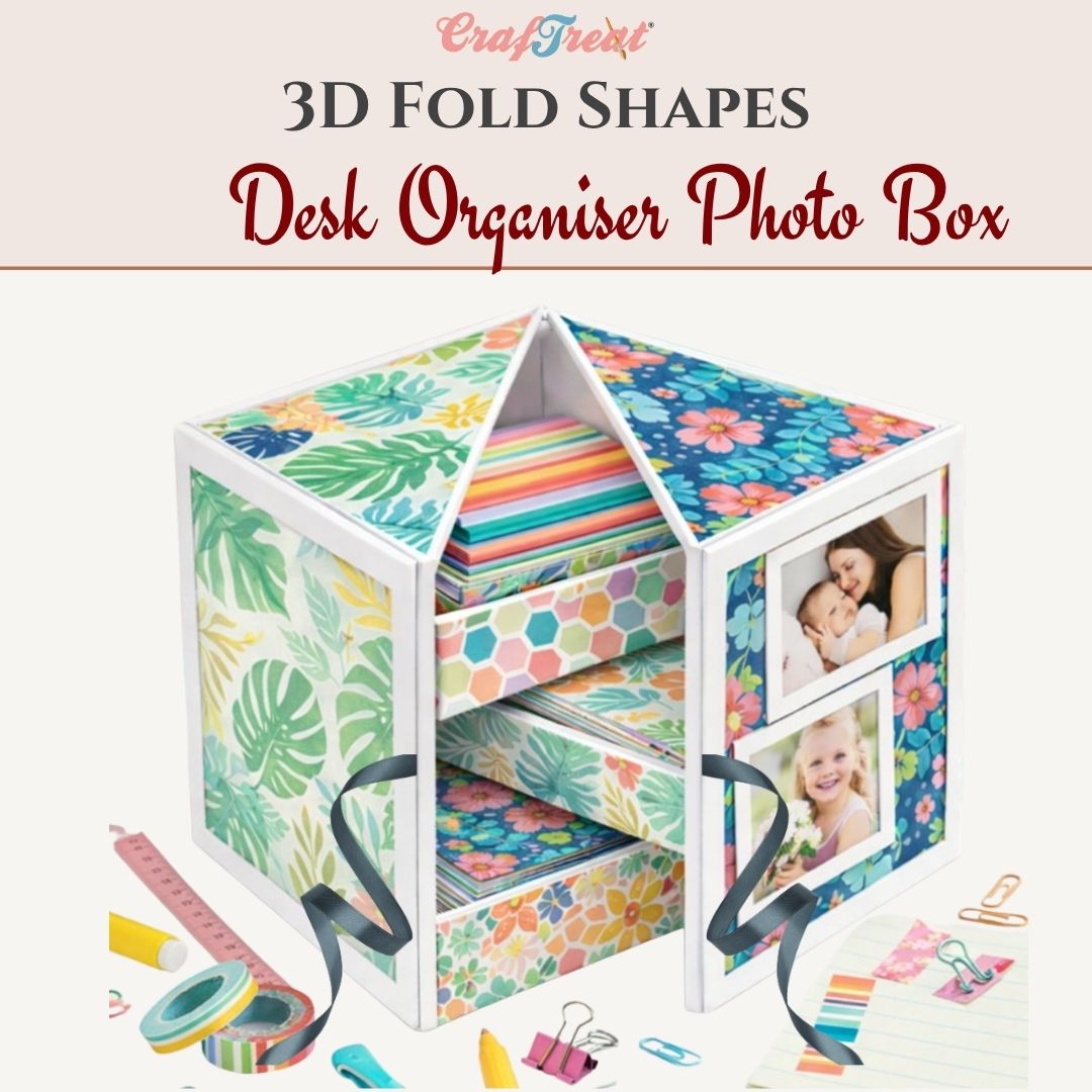 CrafTreat 3D Fold Shapes - Desk Organiser Photo Box - 2 sets