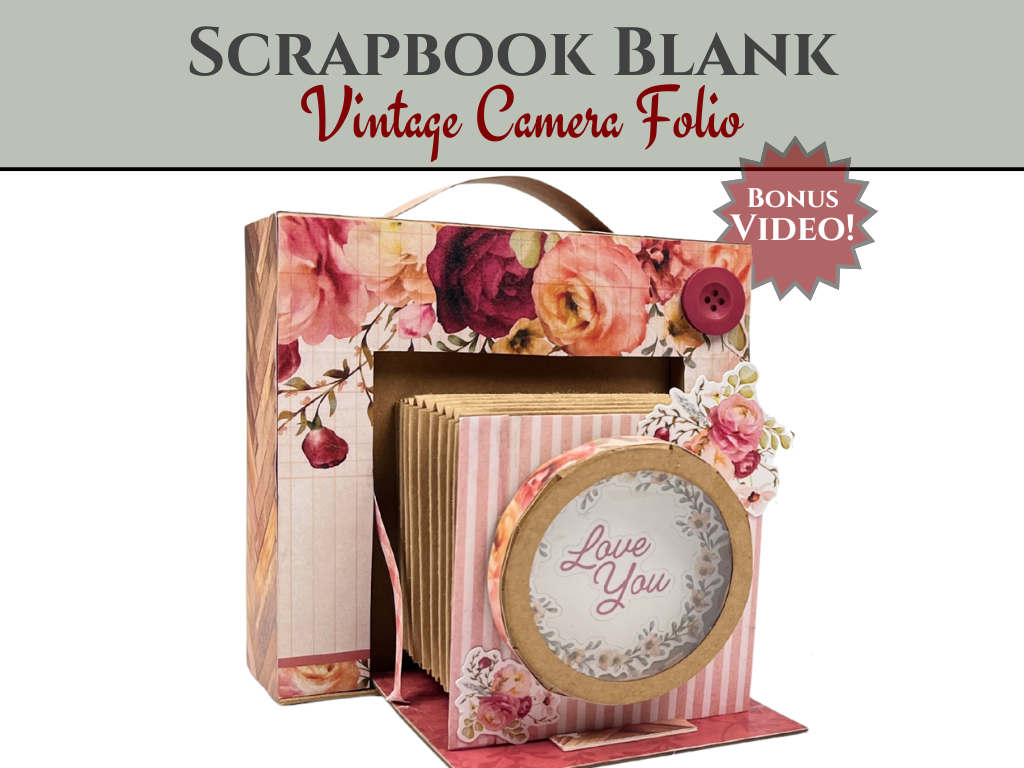 CrafTreat Scrapbook Blank Precut Album Base - Vintage Camera - Kraft