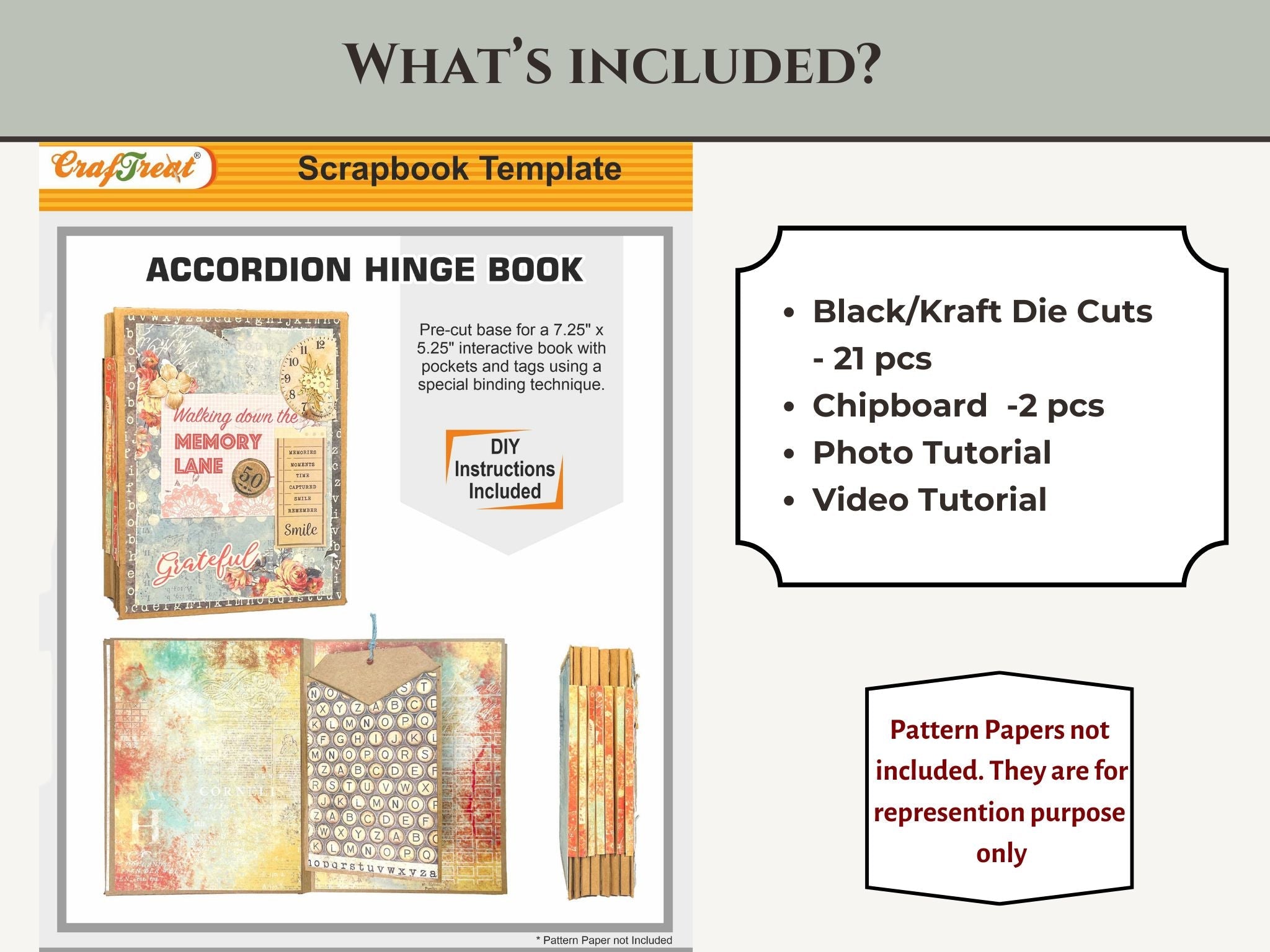 CrafTreat Scrapbook Blanks - Accordion Hinge Book DIY - Black