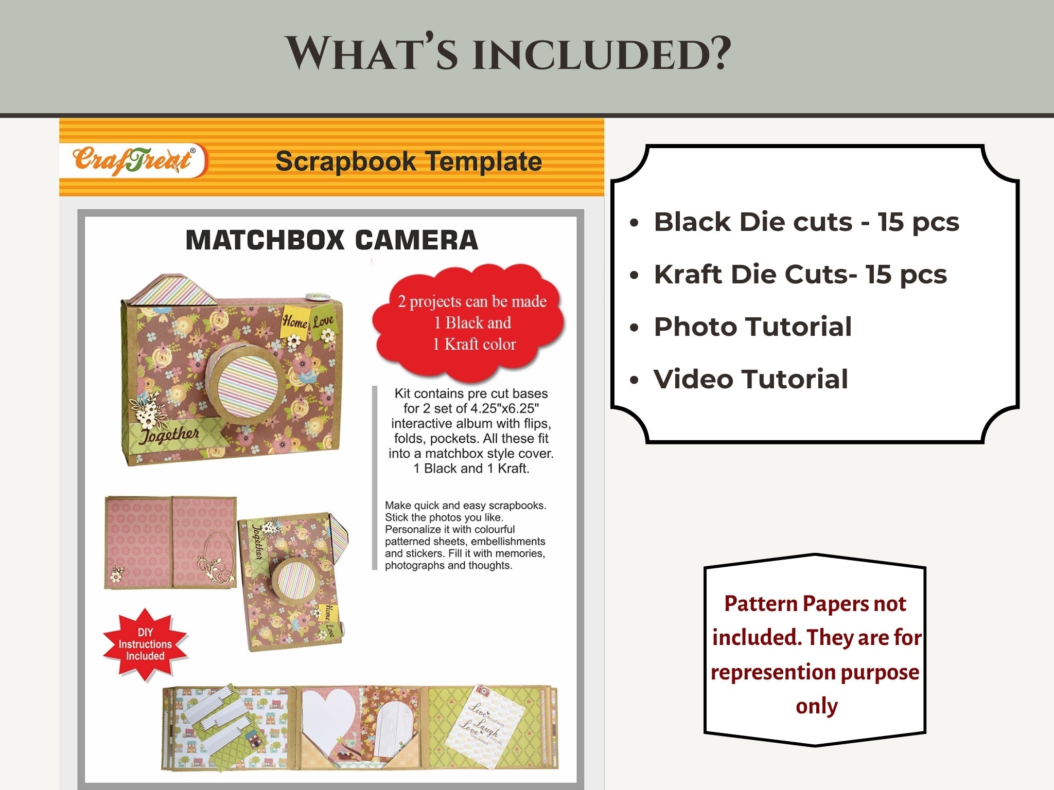 CrafTreat Scrapbook Blanks - Matchbox Camera - Black & Kraft Color