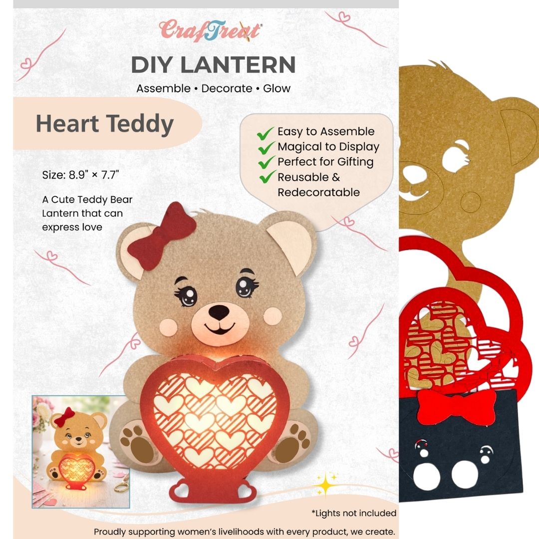 CrafTreat DIY Paper Lanterns - Teddy with Heart