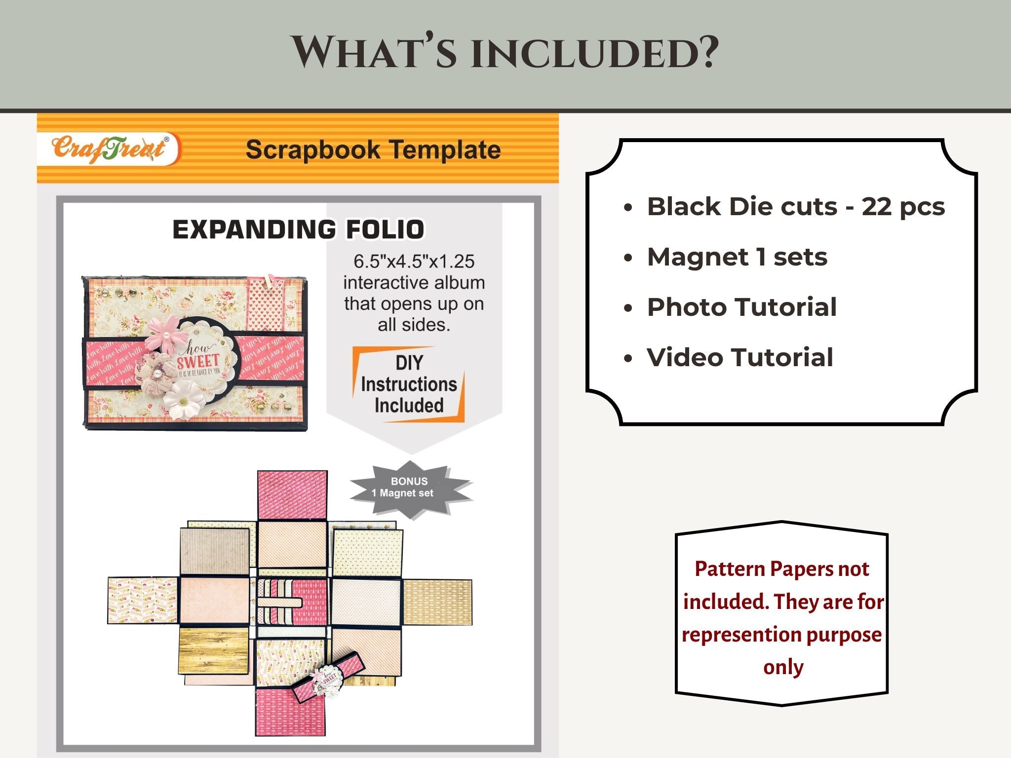 CrafTreat Scrapbook Blanks - Expanding Folio - Black Color