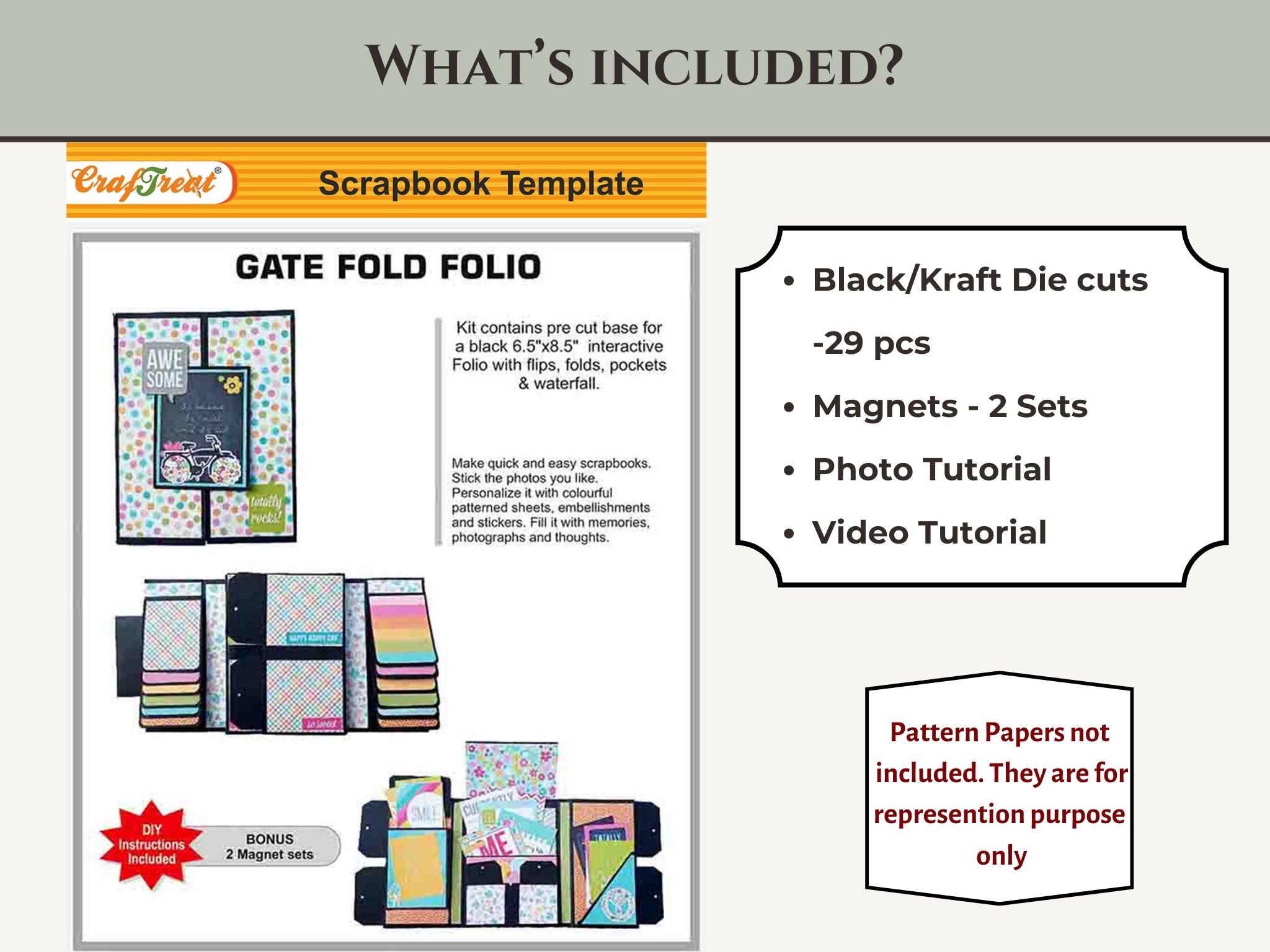 CrafTreat Scrapbook Blanks - Gate Fold Folio - Kraft Color