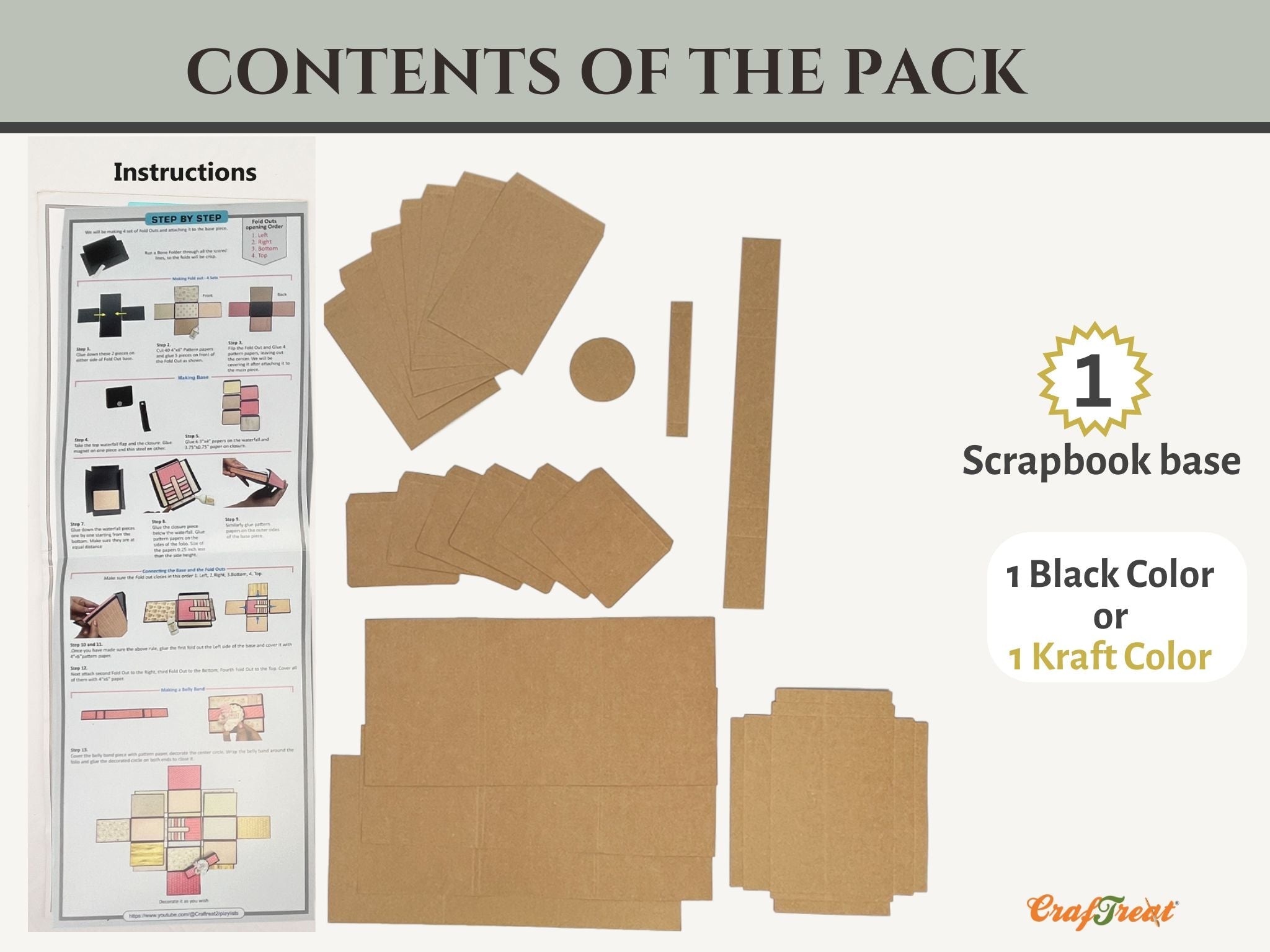 CrafTreat Scrapbook Blanks - Expanding Folio - Kraft Color
