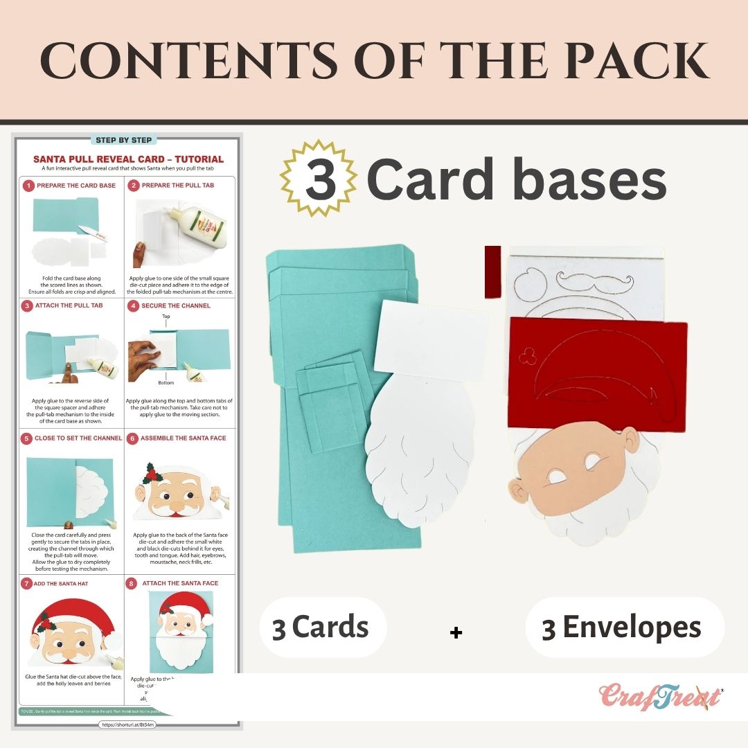 CrafTreat Card Blank - Pull Reveal Santa 3 pcs