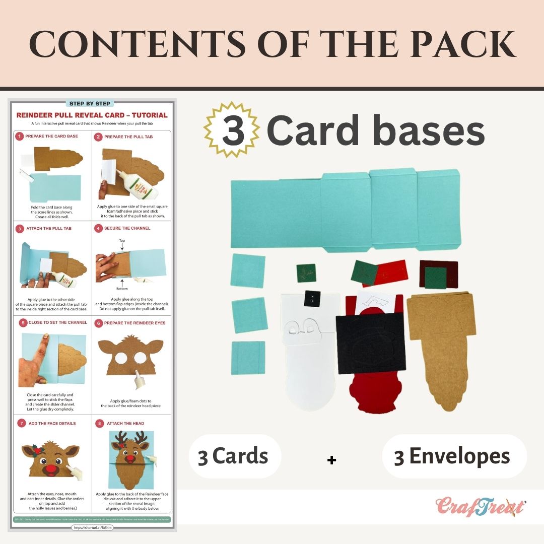 CrafTreat Card Blank - Pull Reveal Winter Friends 3 pcs
