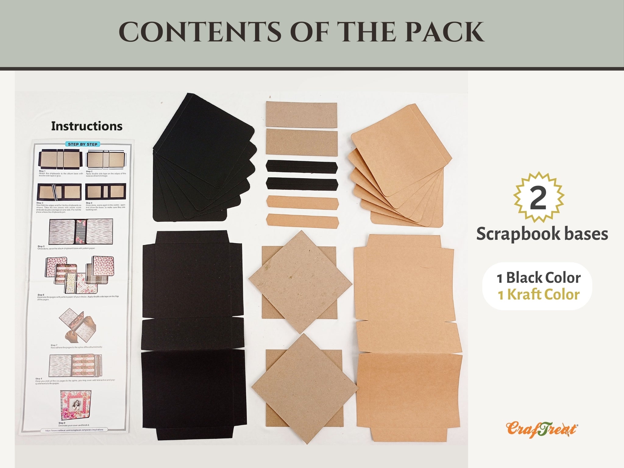 CrafTreat Scrapbook Blanks - Basic 6x6 - Black & Kraft Color