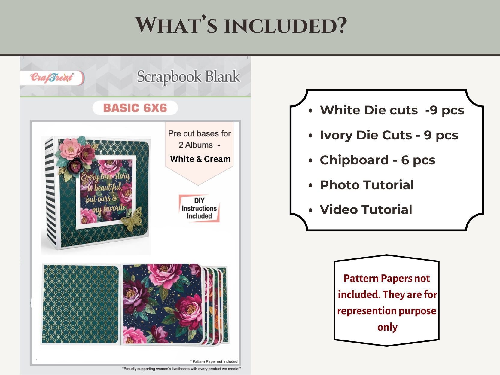 CrafTreat Scrapbook Blank Precut Album Base - Basic 6x6 - White and Ivory