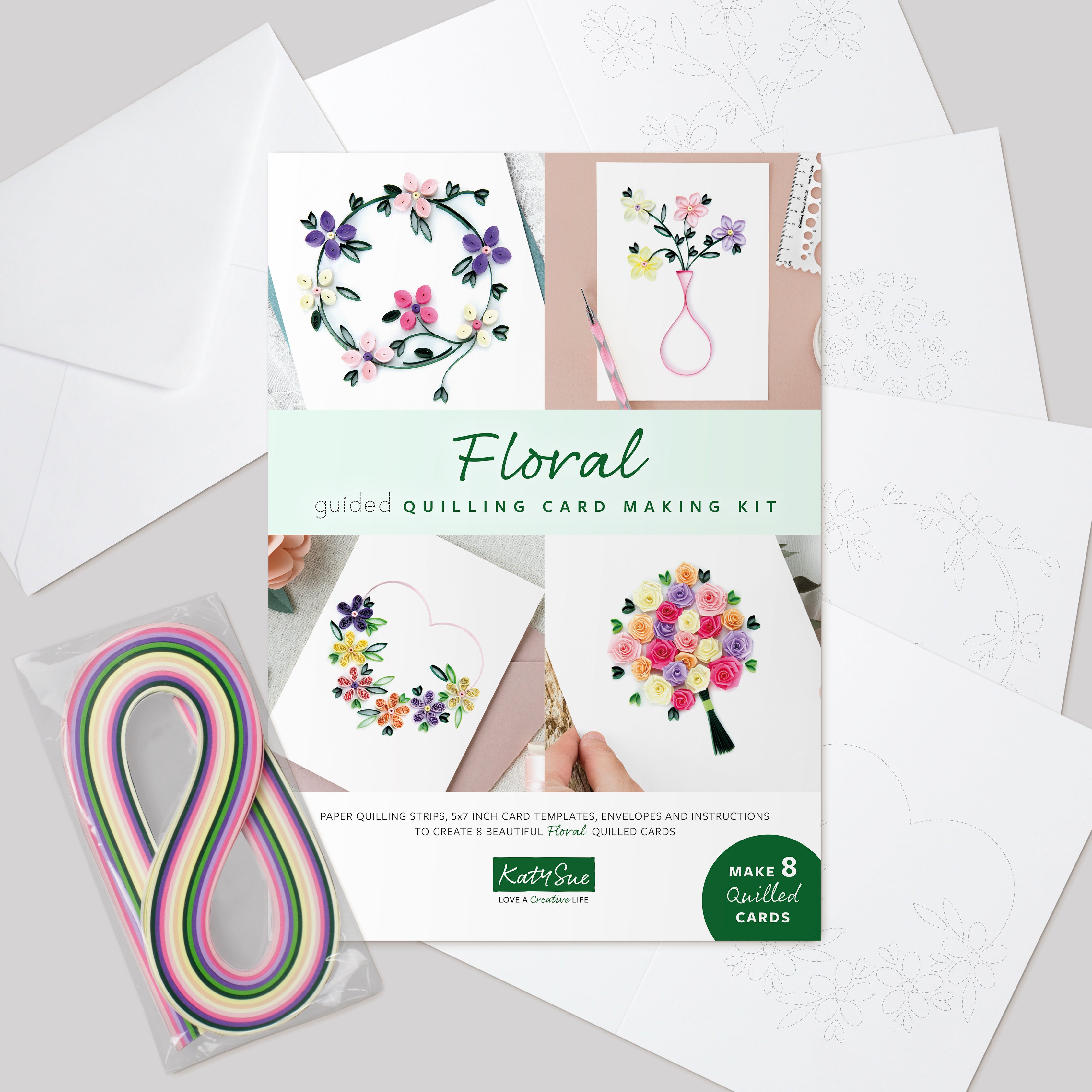 Floral Guided Paper Quilling Card Kit