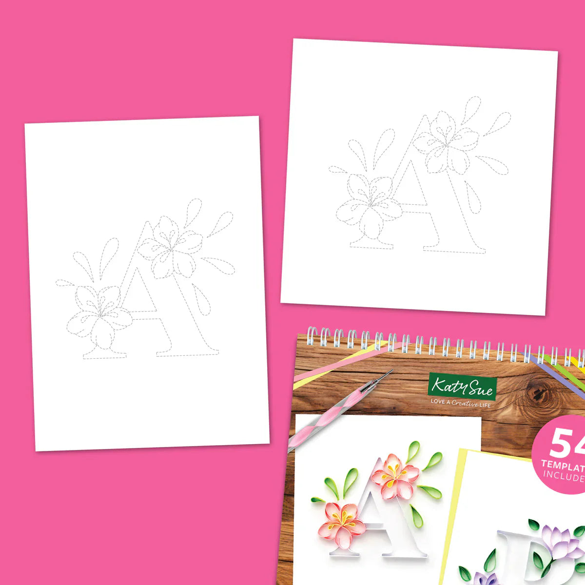 Floral Alphabet Collection Paper Quilling Template Pad
