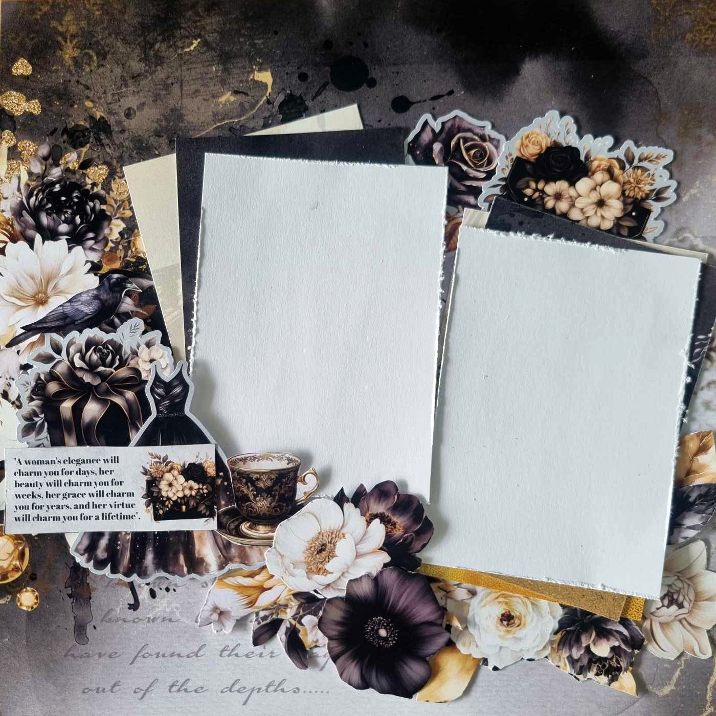 3Quarter Designs Golden Ebony 12x12 Design Paper & Diecuts Set