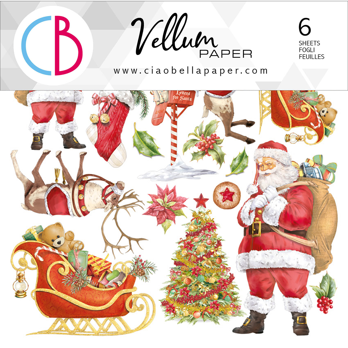 Ciao Bella Vellum Dear Santa Fussy Cut 6"x6" 6/Pkg