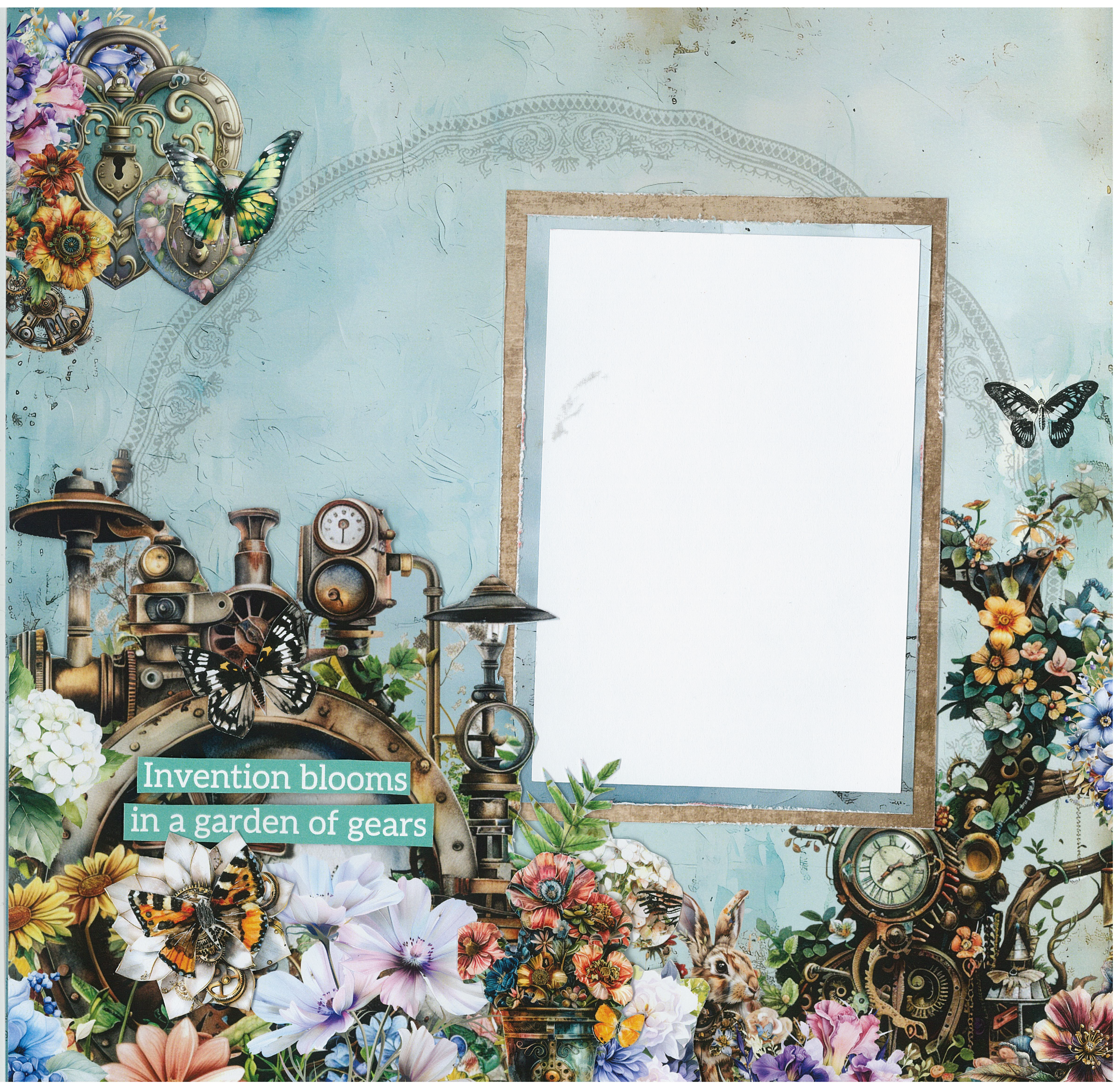 3Quarter Designs Floral Mechanica 12x12 Design Paper & Diecuts Set