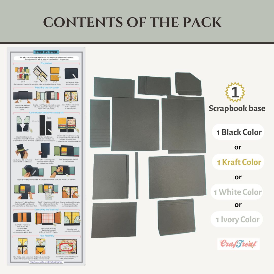 CrafTreat Scrapbook Blank Precut Album Base - LapBook Folio - Black