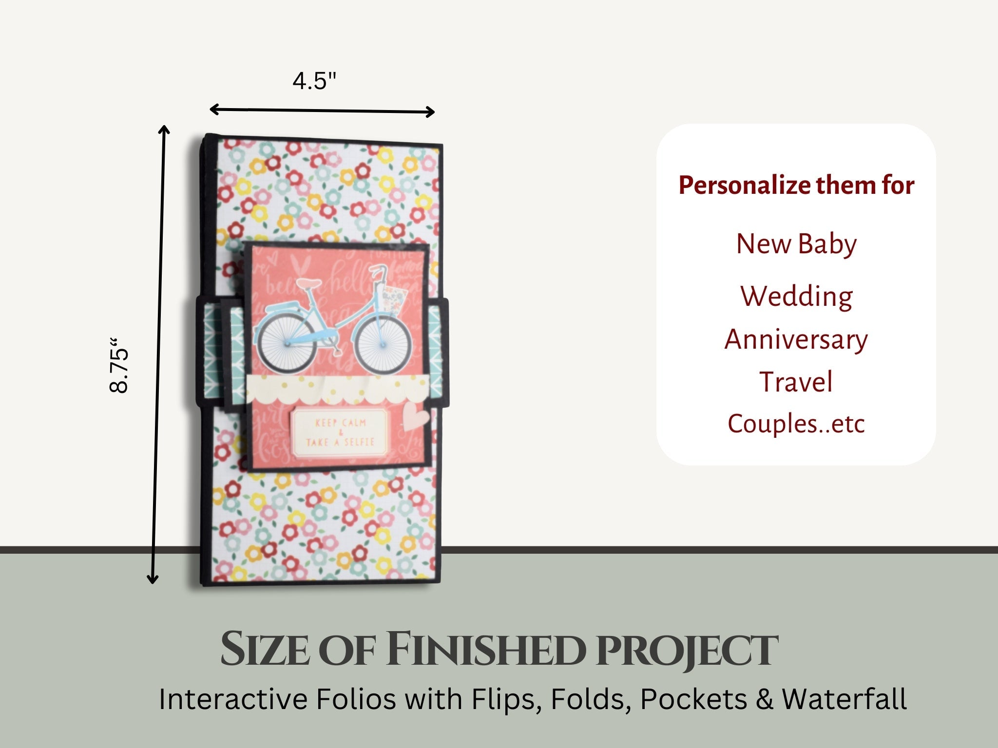 CrafTreat Scrapbook Blanks - Flag Folio - Black & Kraft Color