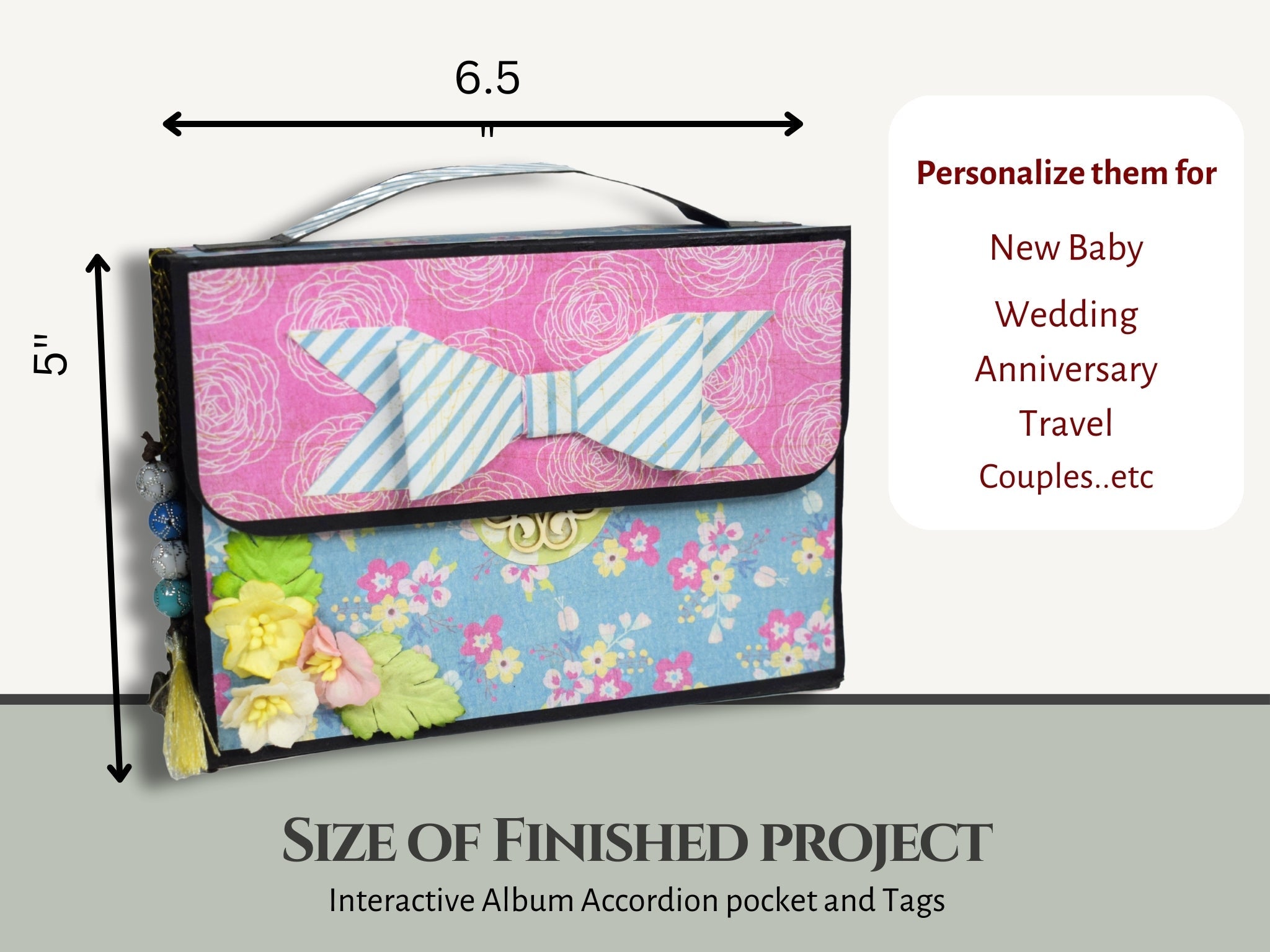 CrafTreat Scrapbook Blanks - Accordion Inserts Handbag - Black & Kraft Color