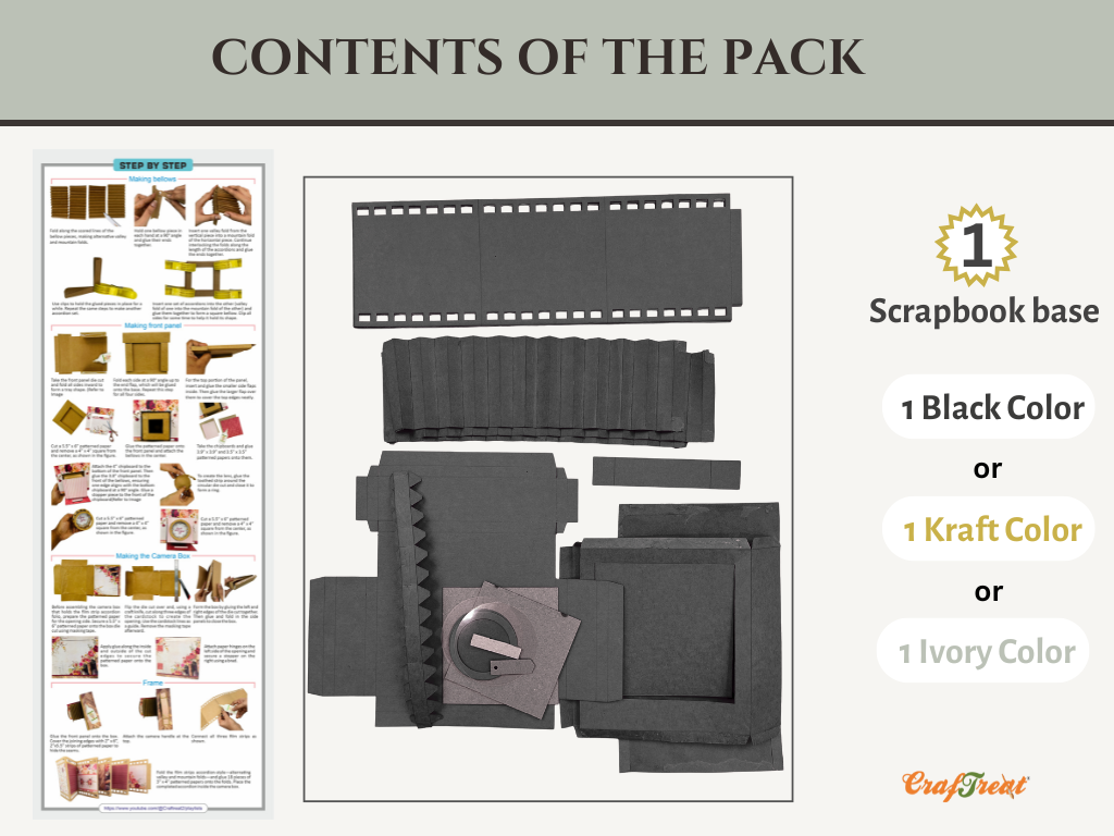 CrafTreat Scrapbook Blank Precut Album Base - Vintage Camera - Kraft