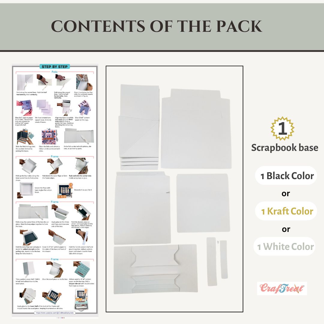 CrafTreat Scrapbook Blank Easel Box Folio - White