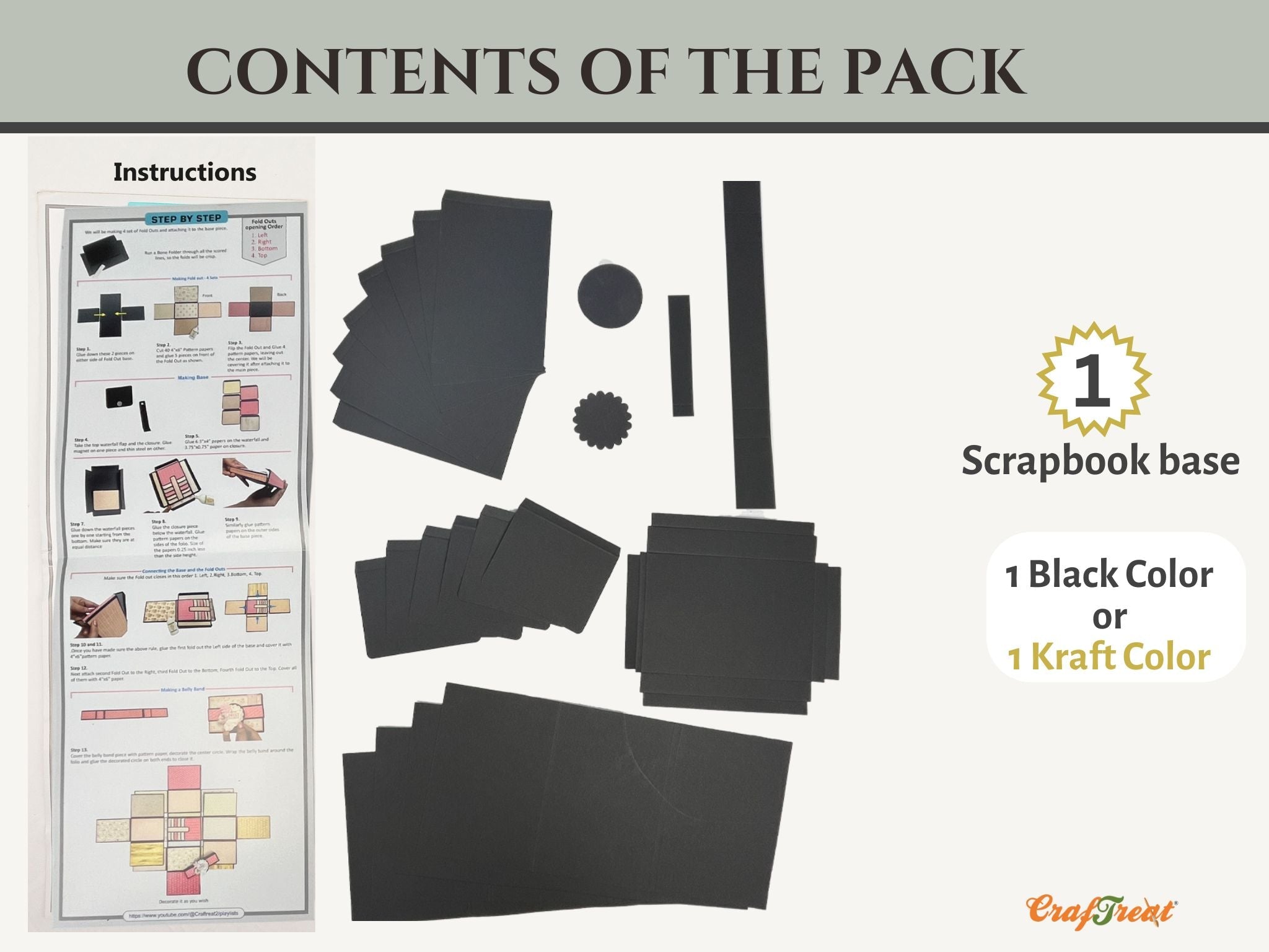 CrafTreat Scrapbook Blanks - Expanding Folio - Black Color