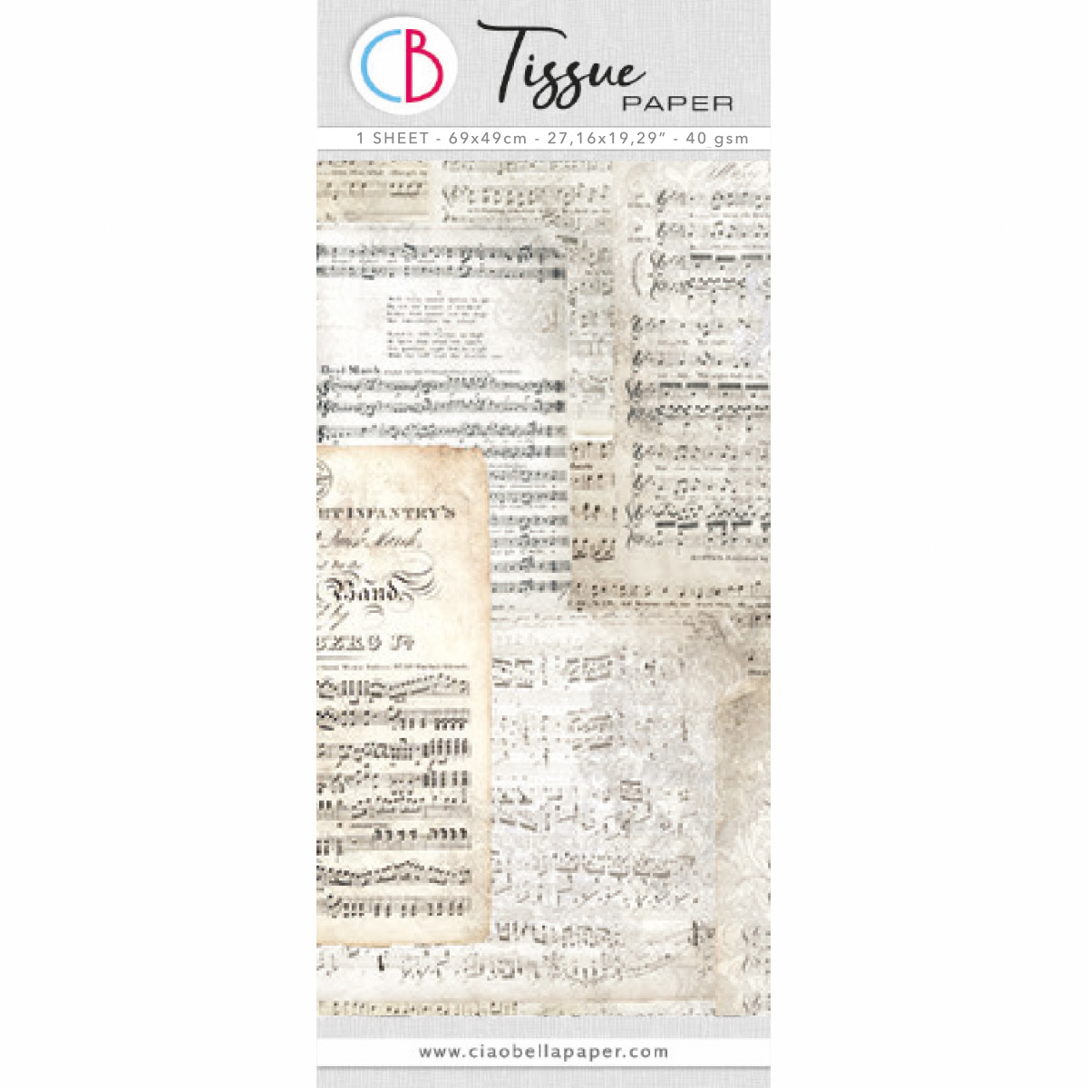 Tissue Paper cm69x49 27,66"x19,29”Vintage Music Sheet
