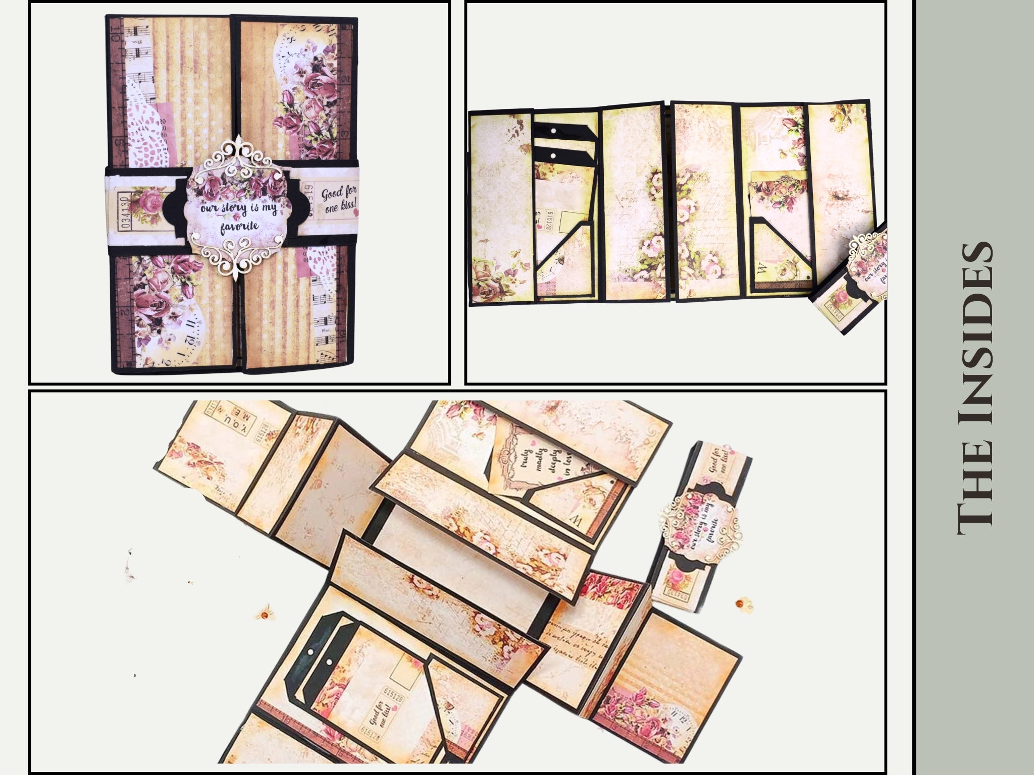 CrafTreat Scrapbook Blanks - FlipFlap Gatefold - Black & Kraft Color