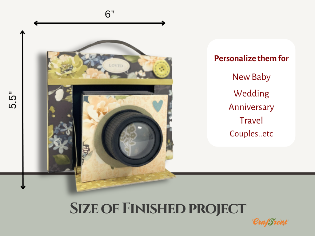 CrafTreat Scrapbook Blank Precut Album Base - Vintage Camera - Ivory