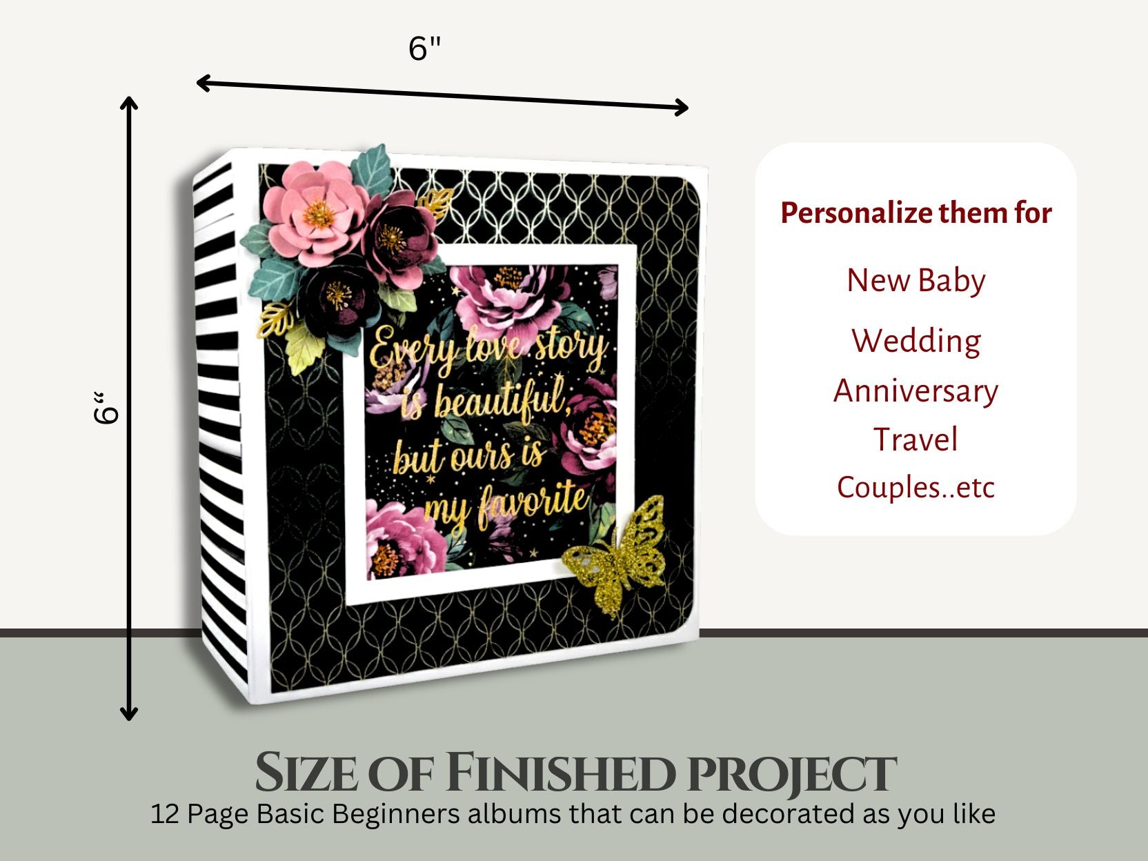 CrafTreat Scrapbook Blank Precut Album Base - Basic 6x6 - White and Ivory