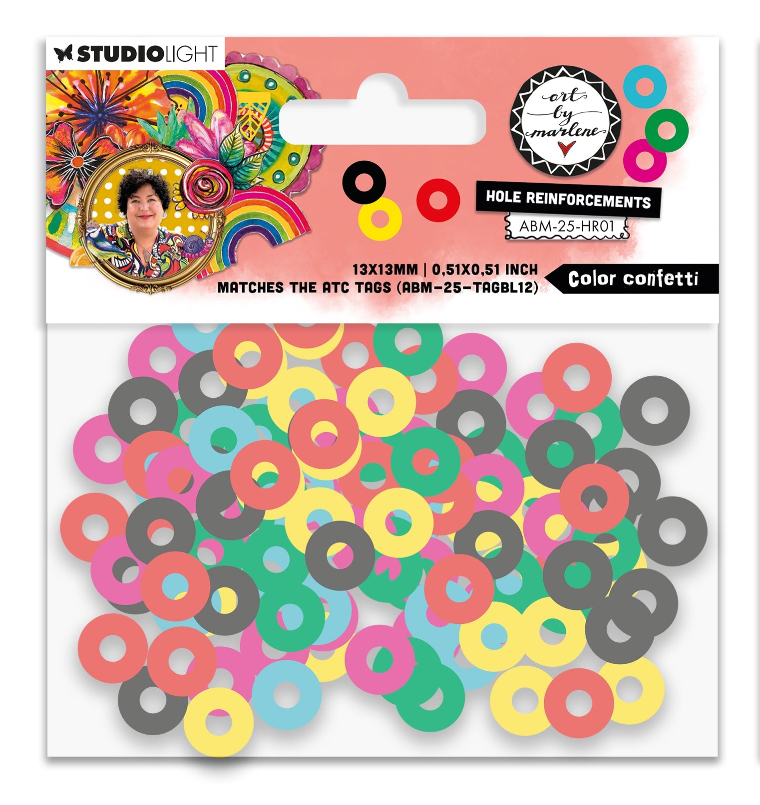 ABM Hole-Reinforcements Color Confetti Art By Marlene 130x105x5mm 6 Colors