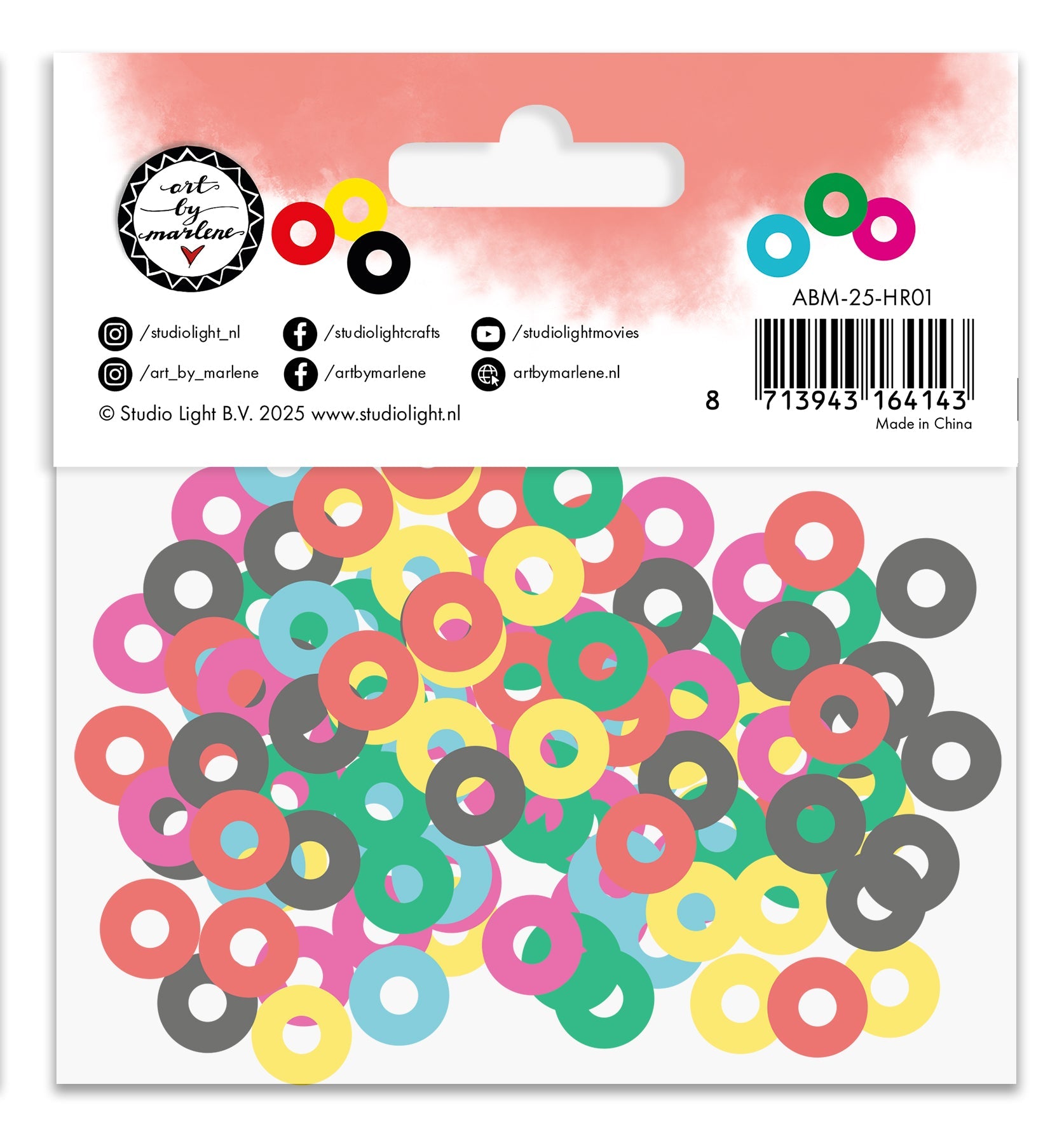 ABM Hole-Reinforcements Color Confetti Art By Marlene 130x105x5mm 6 Colors