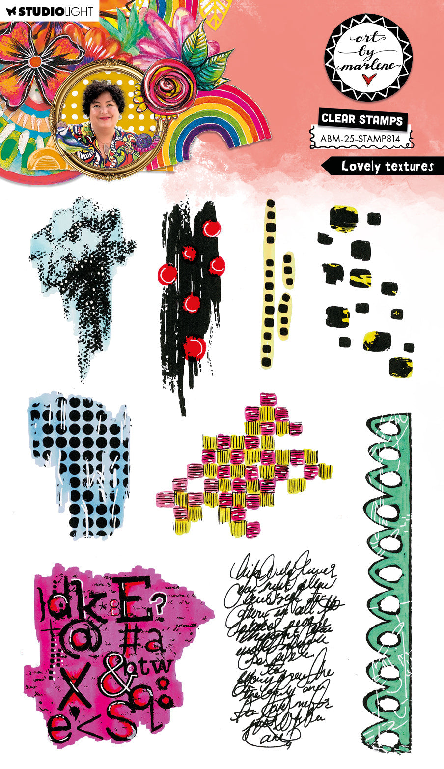ABM Clear Stamp Lovely Textures Art by Marlene 9 Pieces