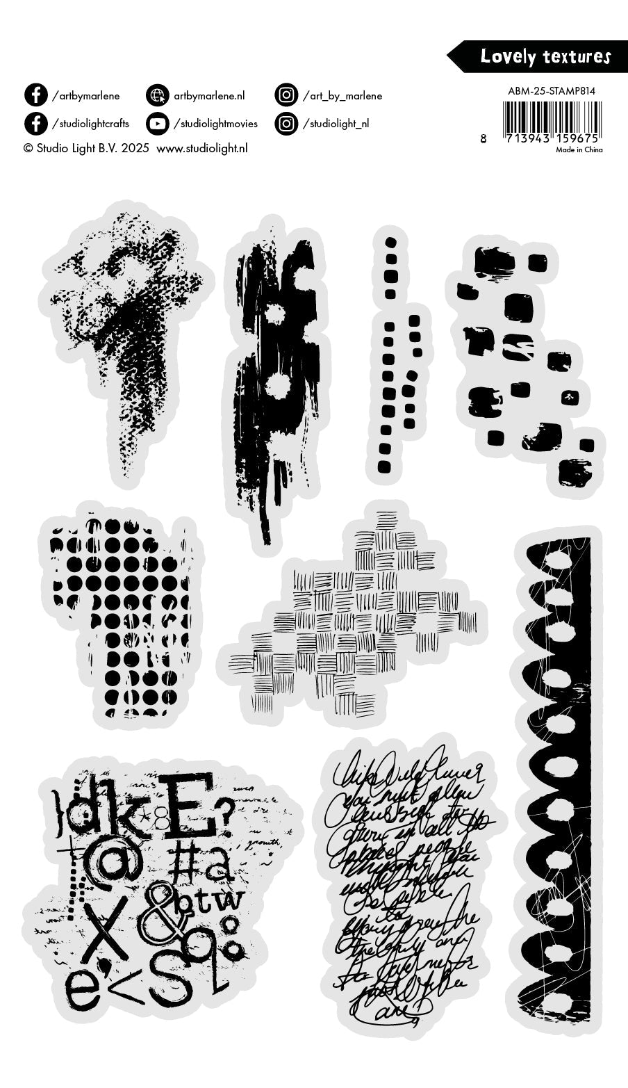 ABM Clear Stamp Lovely Textures Art by Marlene 9 Pieces