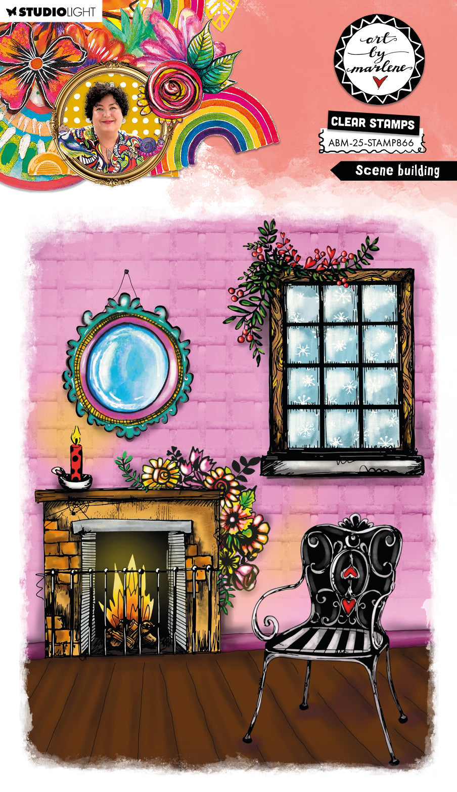 ABM Clear Stamp Scene Building Art By Marlene 8 Pieces